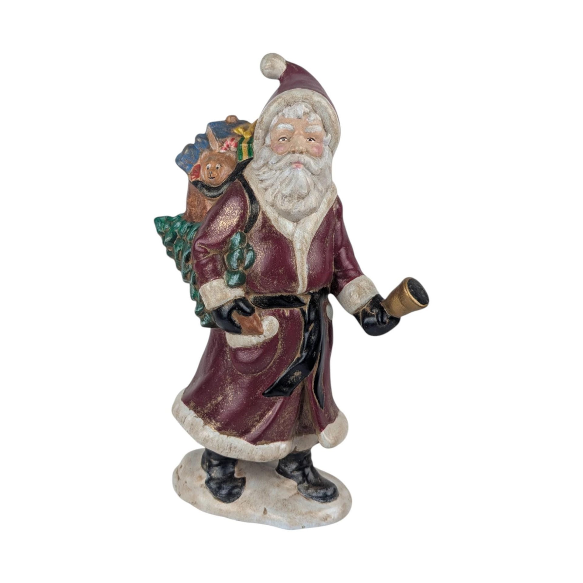 Pair of Vintage Hand-Painted Old World Santa Figures: Christmas Decor Figurines
