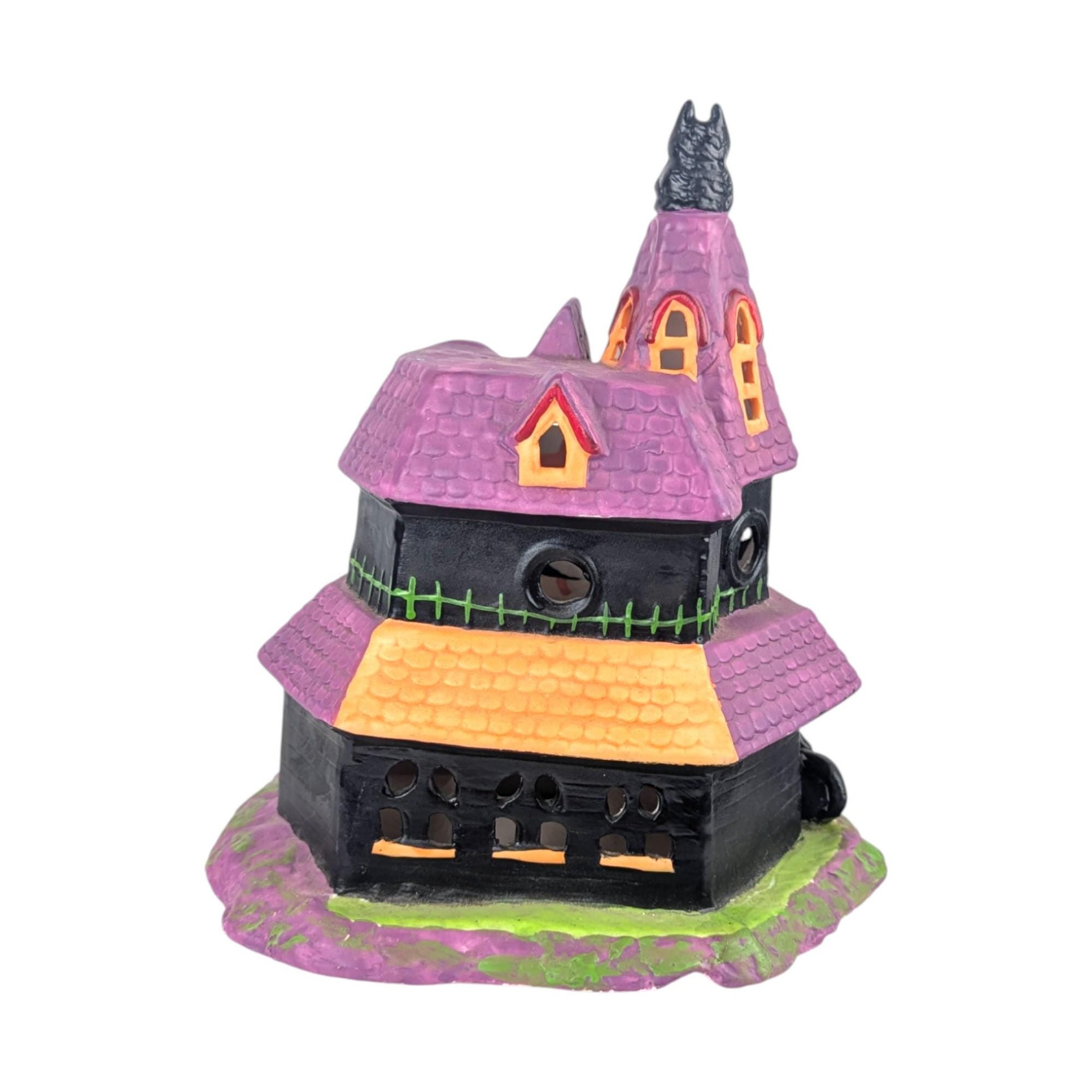 Vintage Silvestri Halloween House: Light-Up Ceramic Spooky Village Building