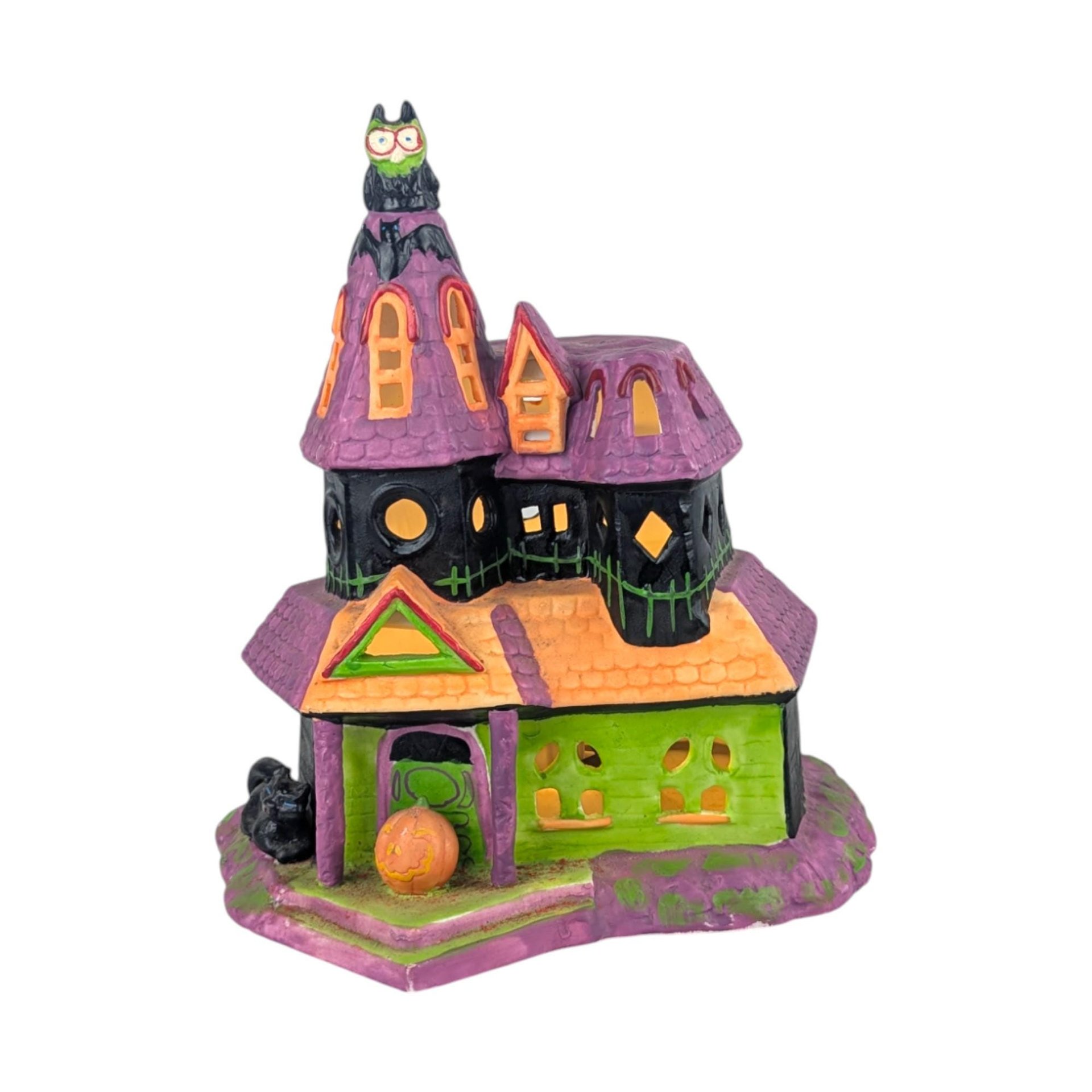 Vintage Silvestri Halloween House: Light-Up Ceramic Spooky Village Building