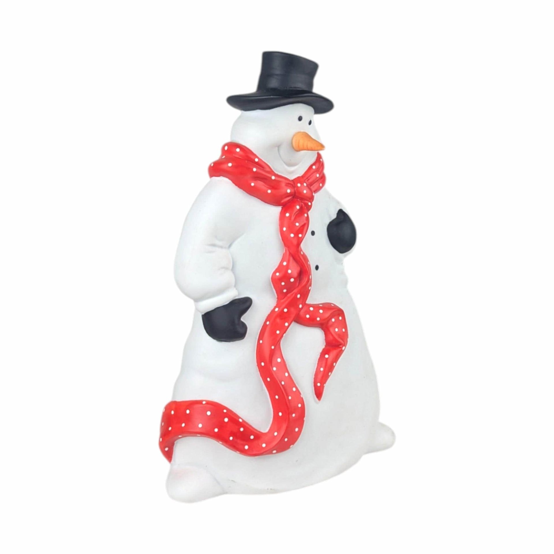 Vintage Dept 56 Ceramic Snowman: Large Holiday Figurine with Polka Dot Scarf