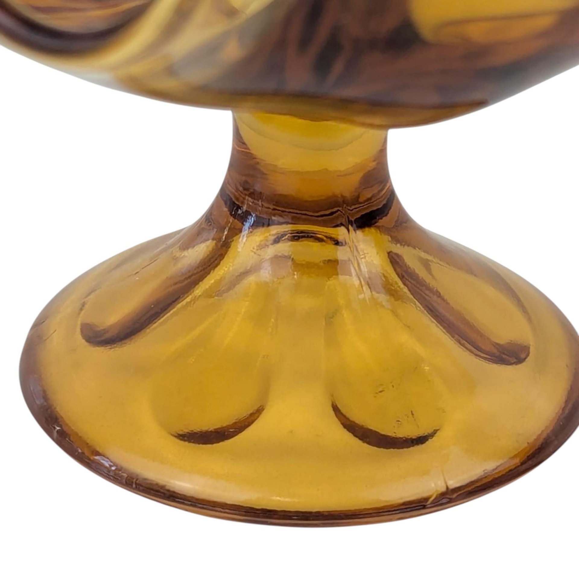 Vintage Viking Amber Glass Compote Dish: Mid-Century Modern Bowl