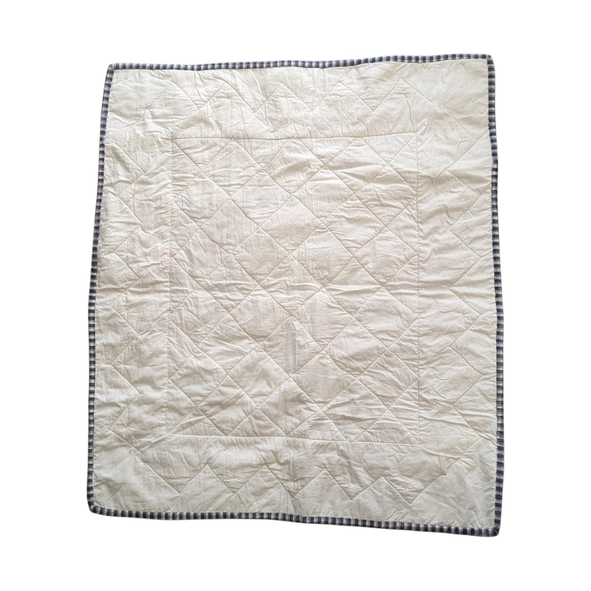 Handmade Patchwork Quilt: Vintage Style Throw Blanket with Button Accents