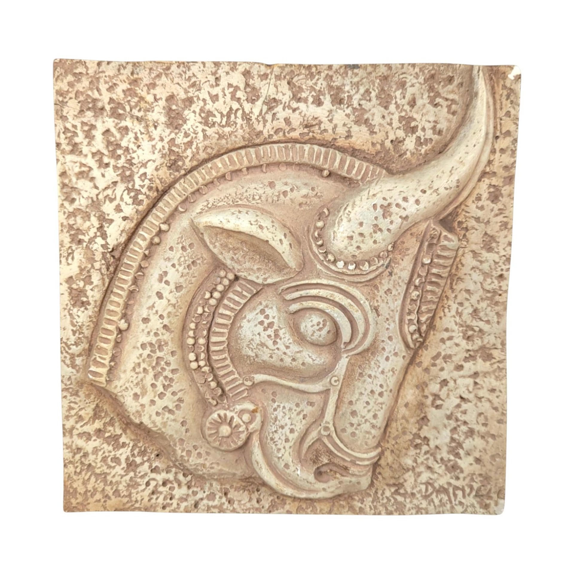 Vintage Greek Plaster Wall Plaques: Horse and Bull Relief Art