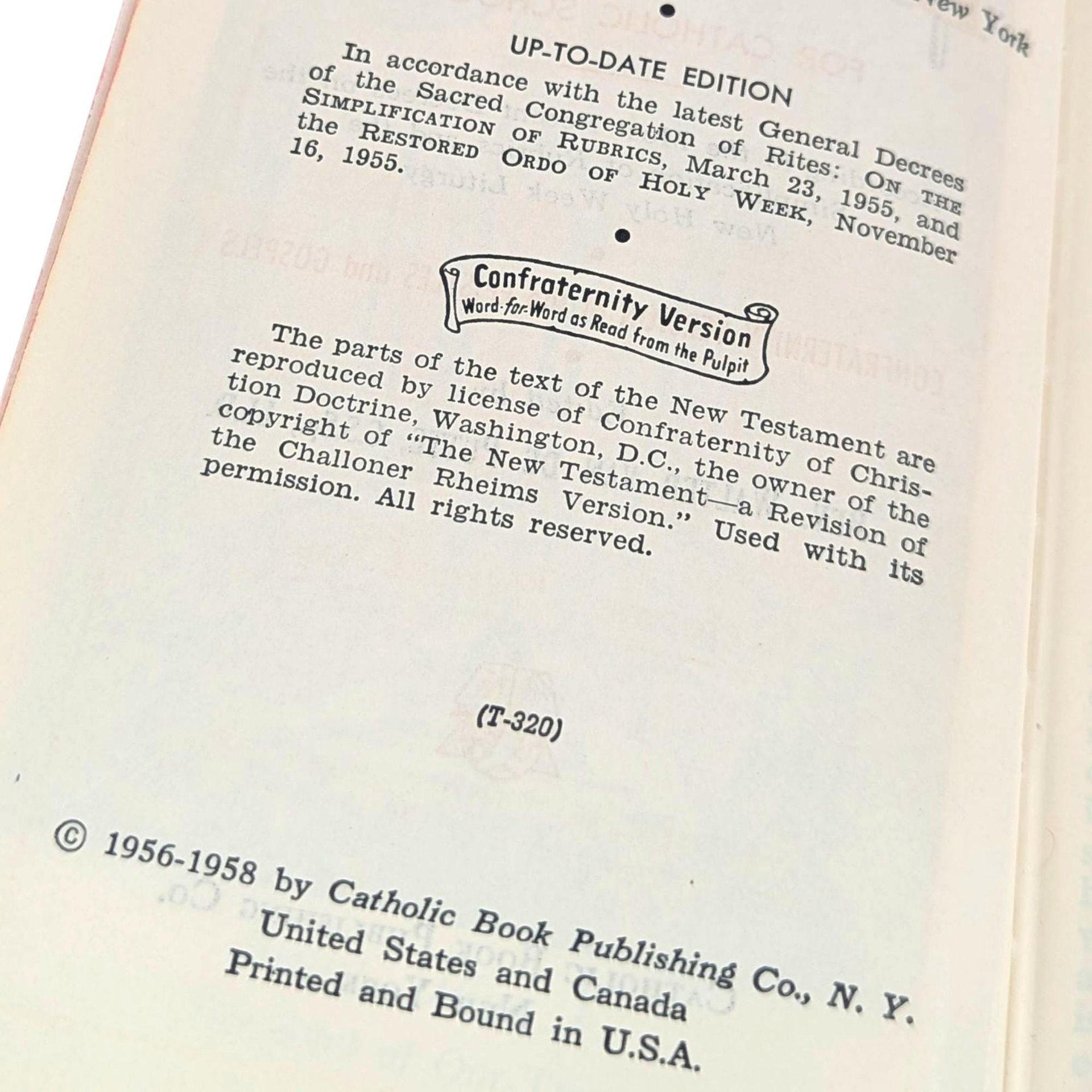 Vintage 1956 Saint Pius X Daily Missal, Traditional Latin Mass Catholic Prayer Book, Hardcover School Edition, Religious Gift