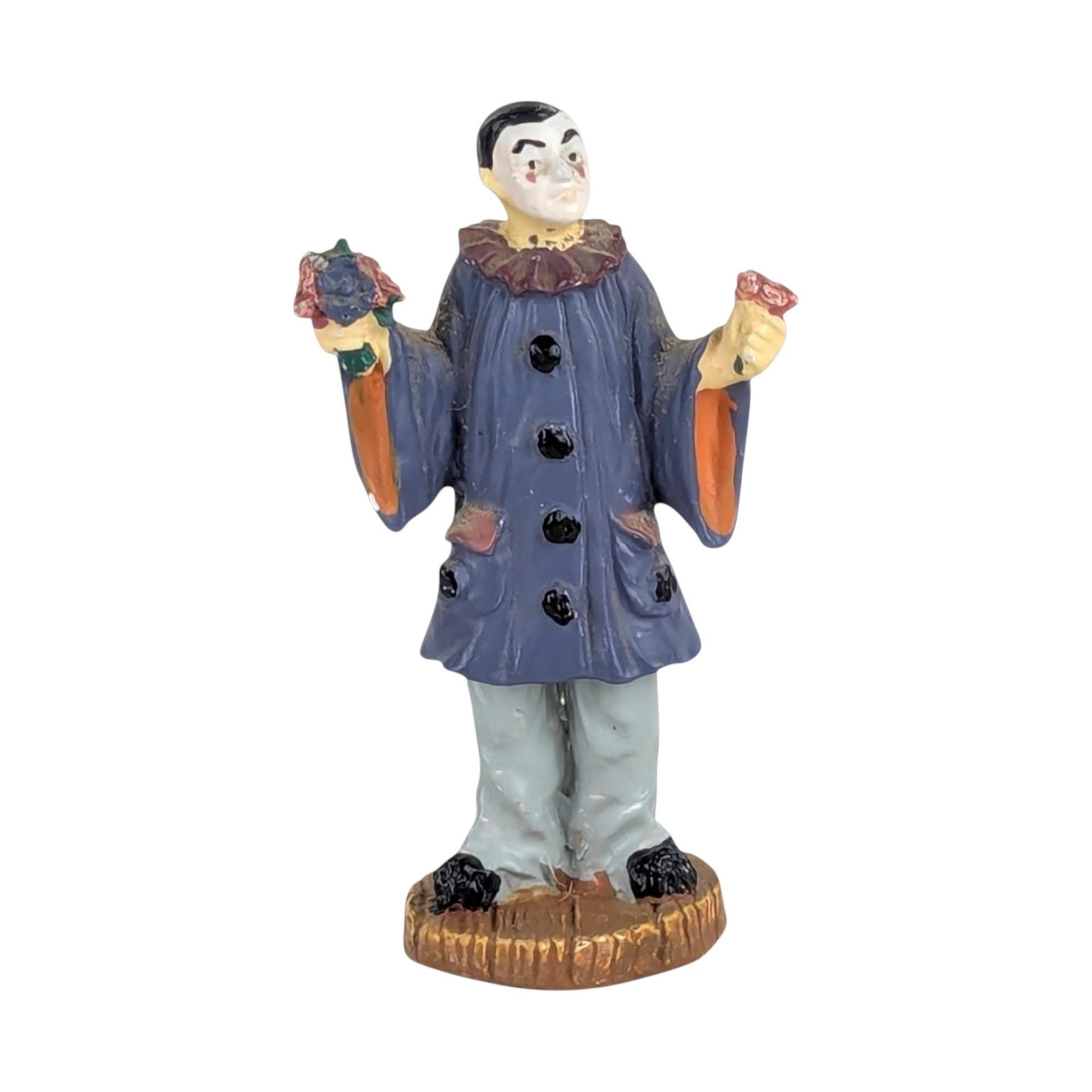 Vintage Metal Pierrot Clown Figurine: Circus Decor