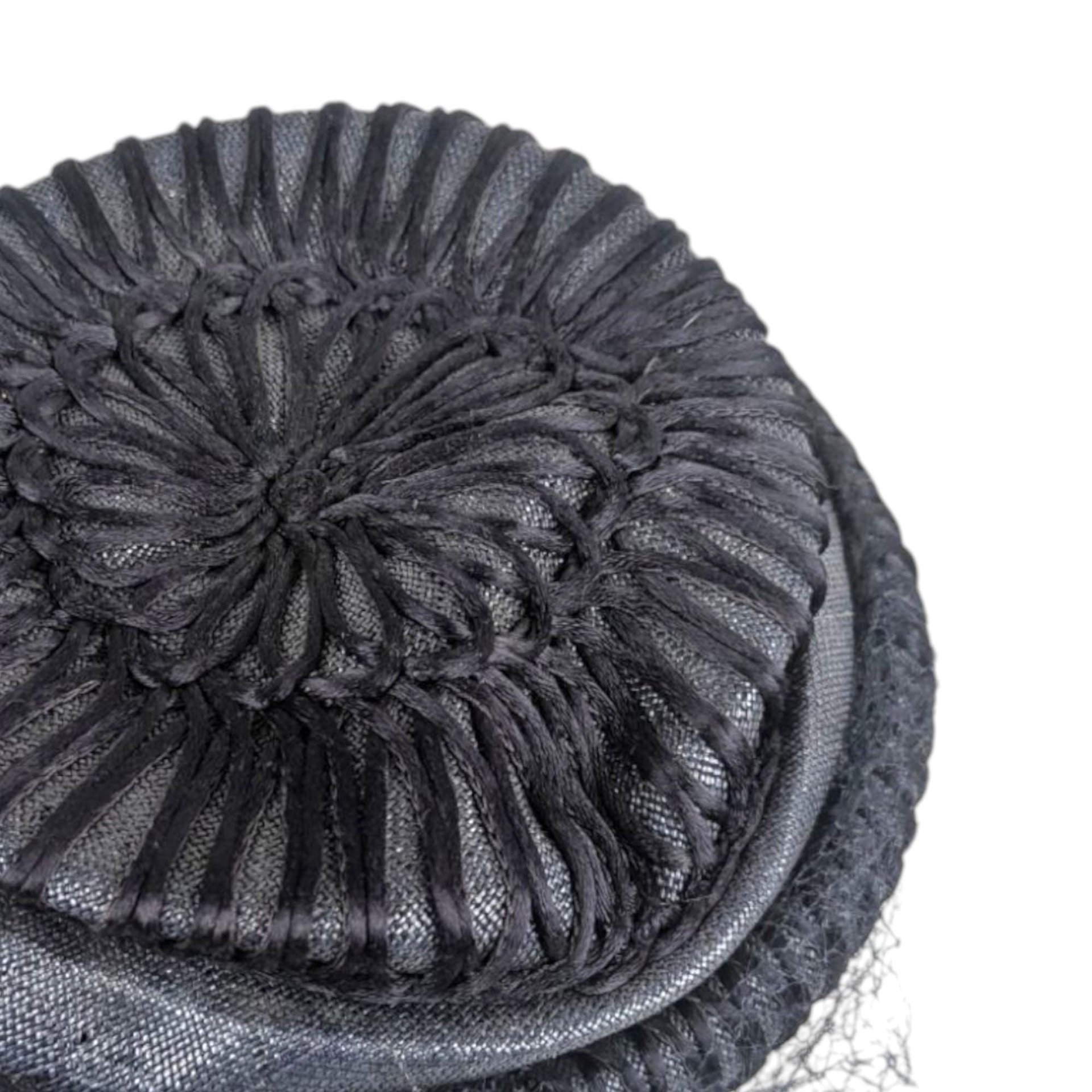 1950s Navy Blue Woven Cocktail Hat: Vintage Pinehurst Millinery with Net Veil