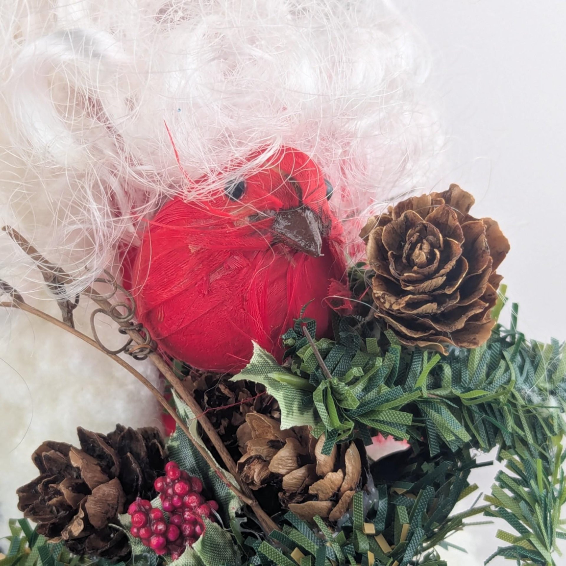 Vintage Santa Tree Topper: Woodland Wreath, Velvet Coat Holiday Decor