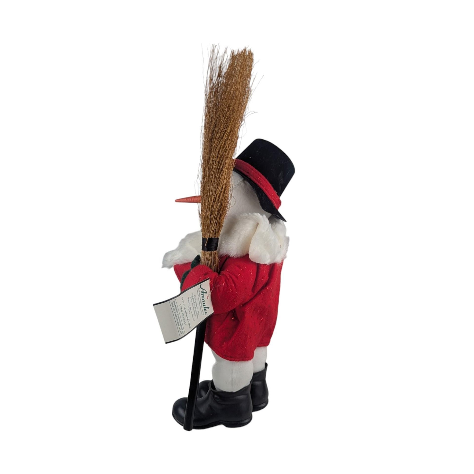 Vintage Annalee Snowman Figure: Large Holiday Doll with Broom, Christmas Decor