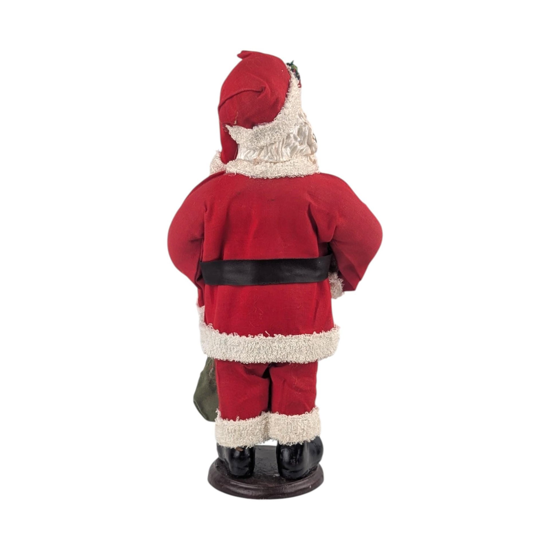 Vintage Classic Santa Figure: Father Christmas with Pipe & Toy Bag, Holiday Decor