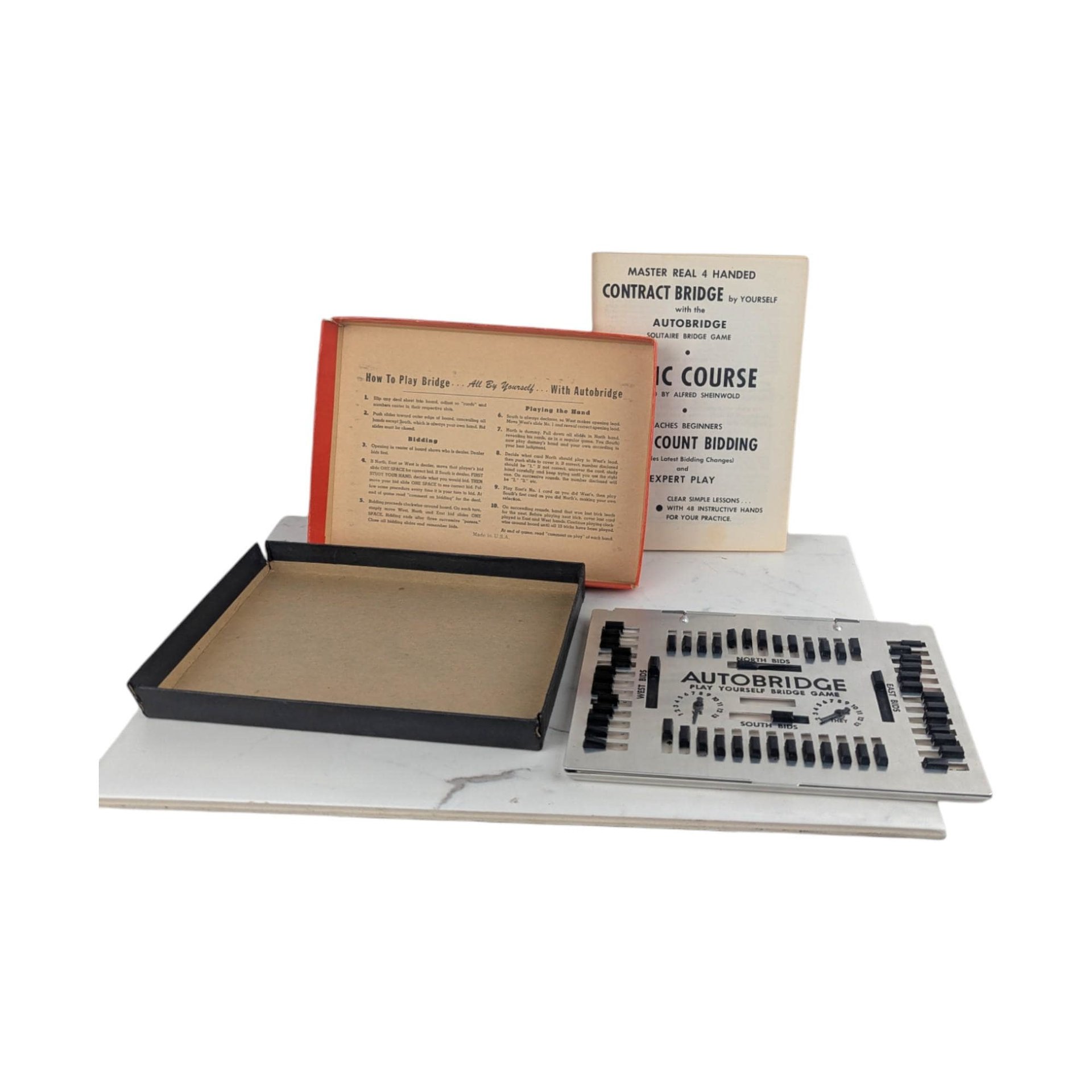 Vintage 1959 Auto Bridge Game: Deluxe Pocket Solitaire Bridge Game