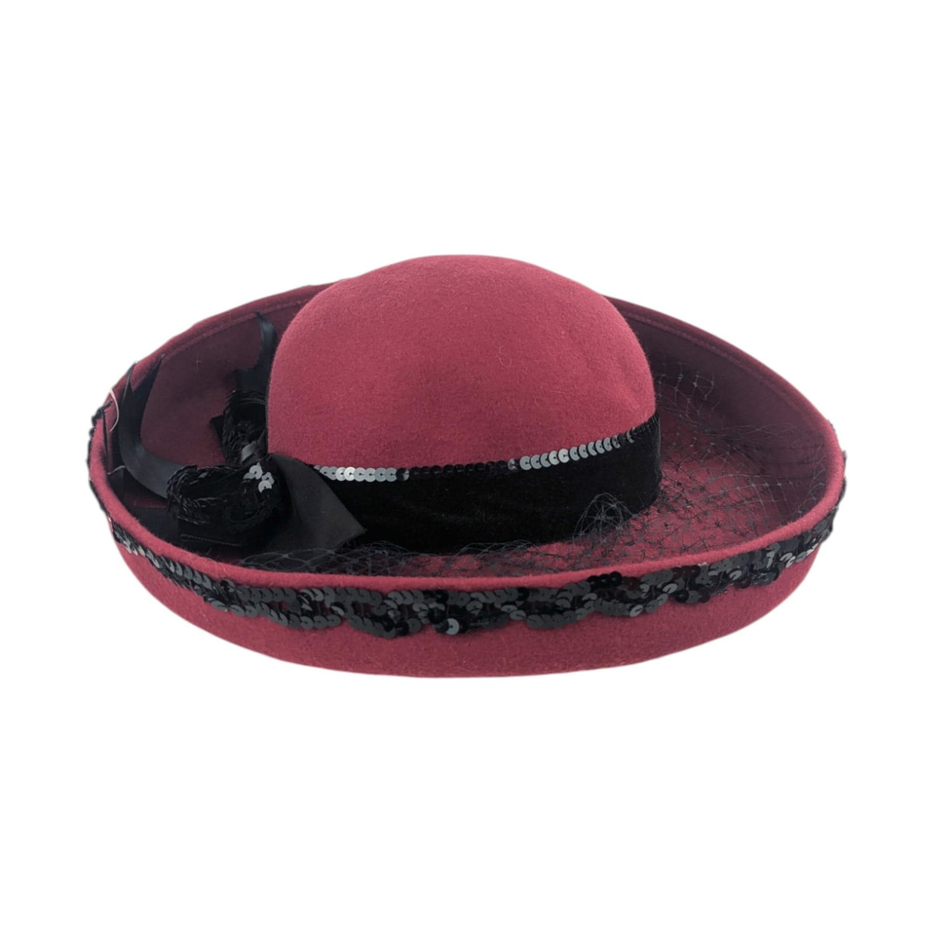 Vintage 1950s Delisa Wool Felt Hat: NOS with Dayton's Tag & Sequin Trim