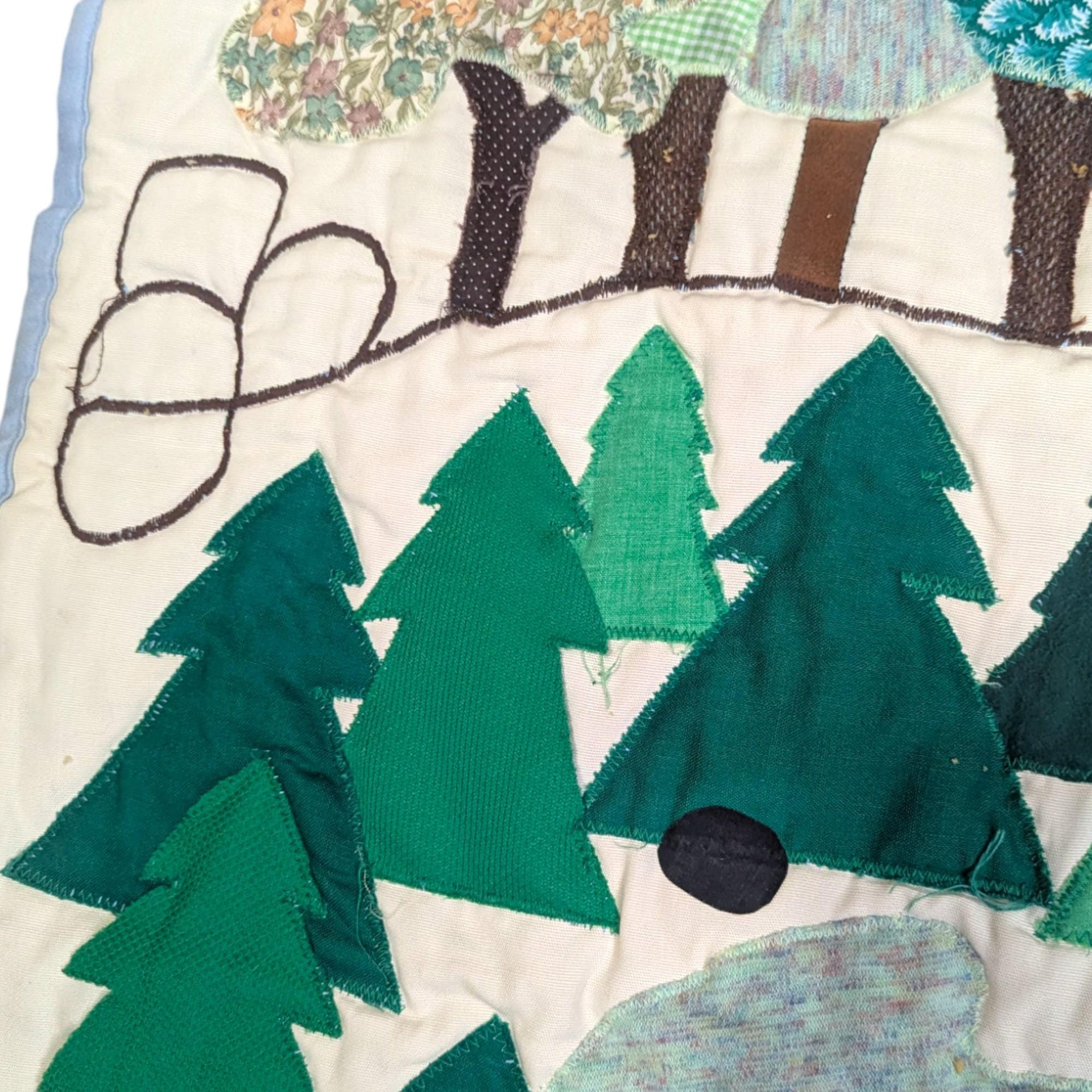 Vintage Handmade Quilted Game: Fabric Bunny Board Game