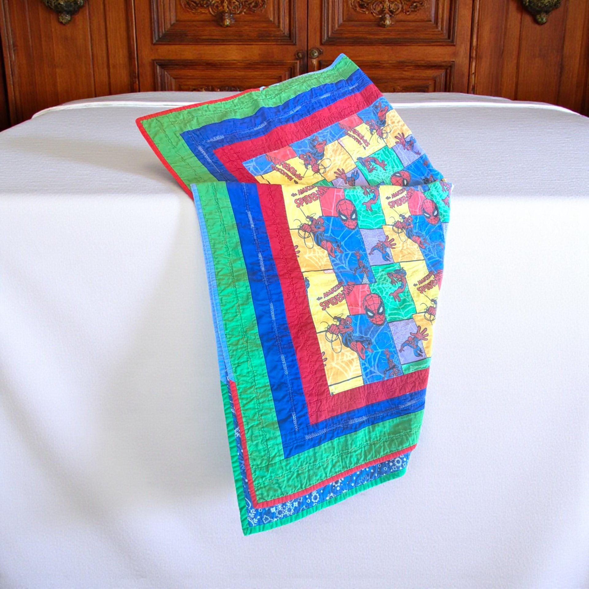 Vintage Spider-Man Quilt: Handmade Marvel Comics Throw Blanket