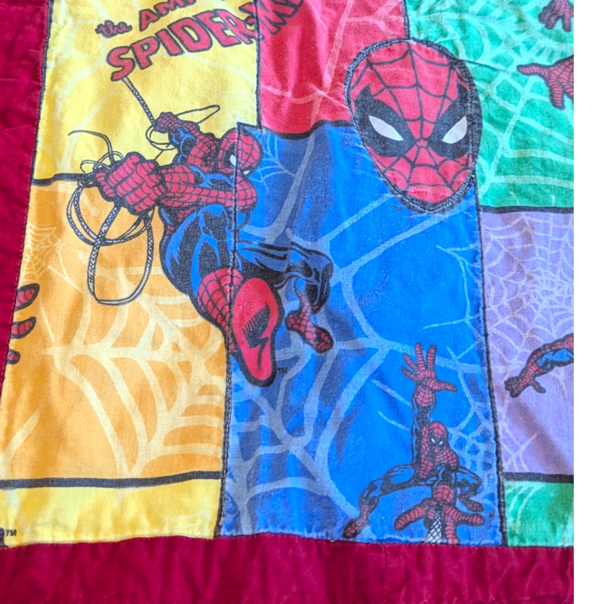 Vintage Spider-Man Quilt: Handmade Marvel Comics Throw Blanket