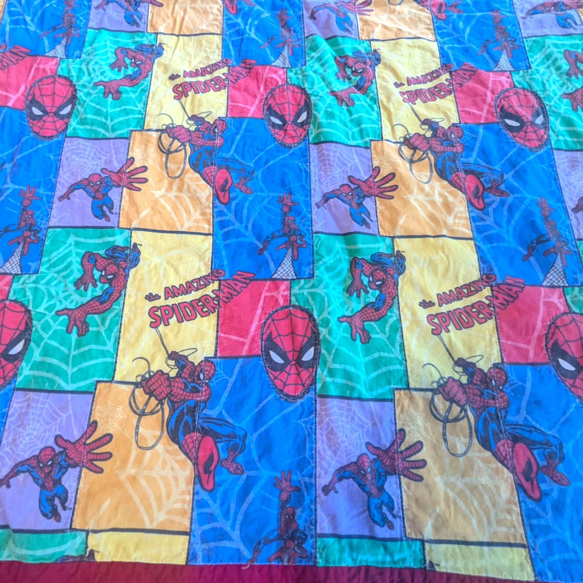 Vintage Spider-Man Quilt: Handmade Marvel Comics Throw Blanket