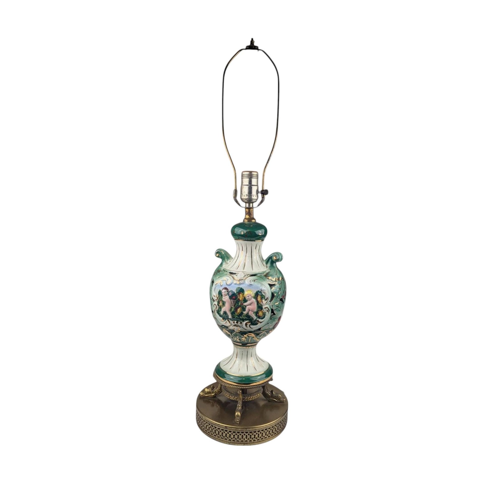 Large Vintage Italian Ceramic Cherub Lamp, Ornate Hollywood Regency Table Lamp, Grandmillennial Decor, Capodimonte Style Accent Lighting