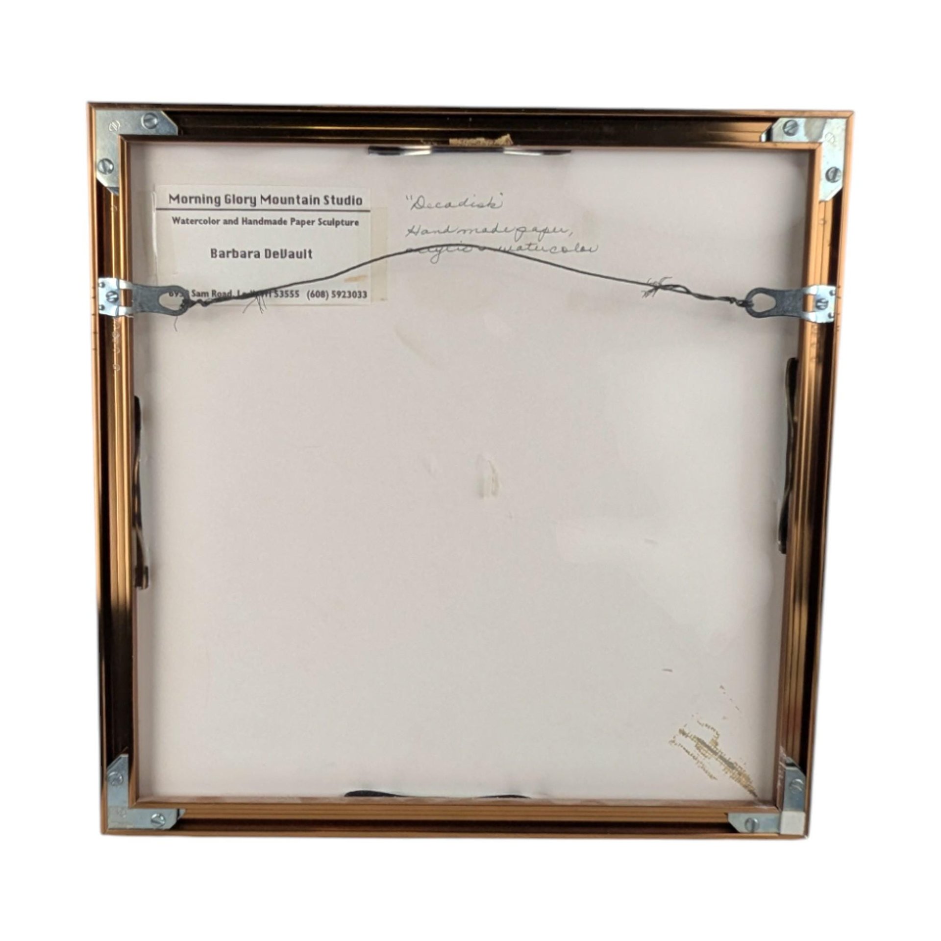 Vintage 1997 Barbara DeVault "Decadisk": Textured Mixed Media Wall Art