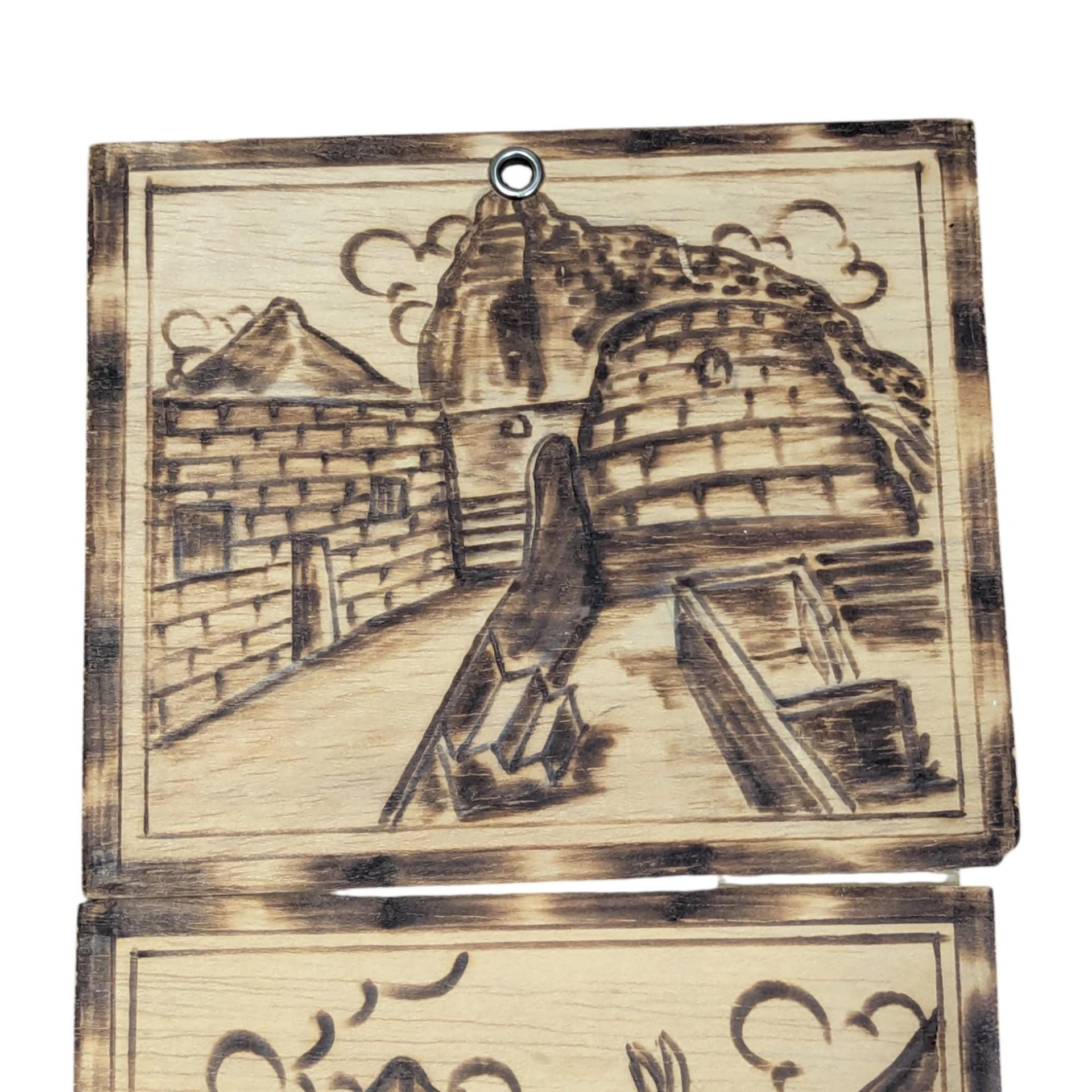 Vintage Peruvian Wood Burned Wall Art: Set of 4 Pyrography Folk Art Panels
