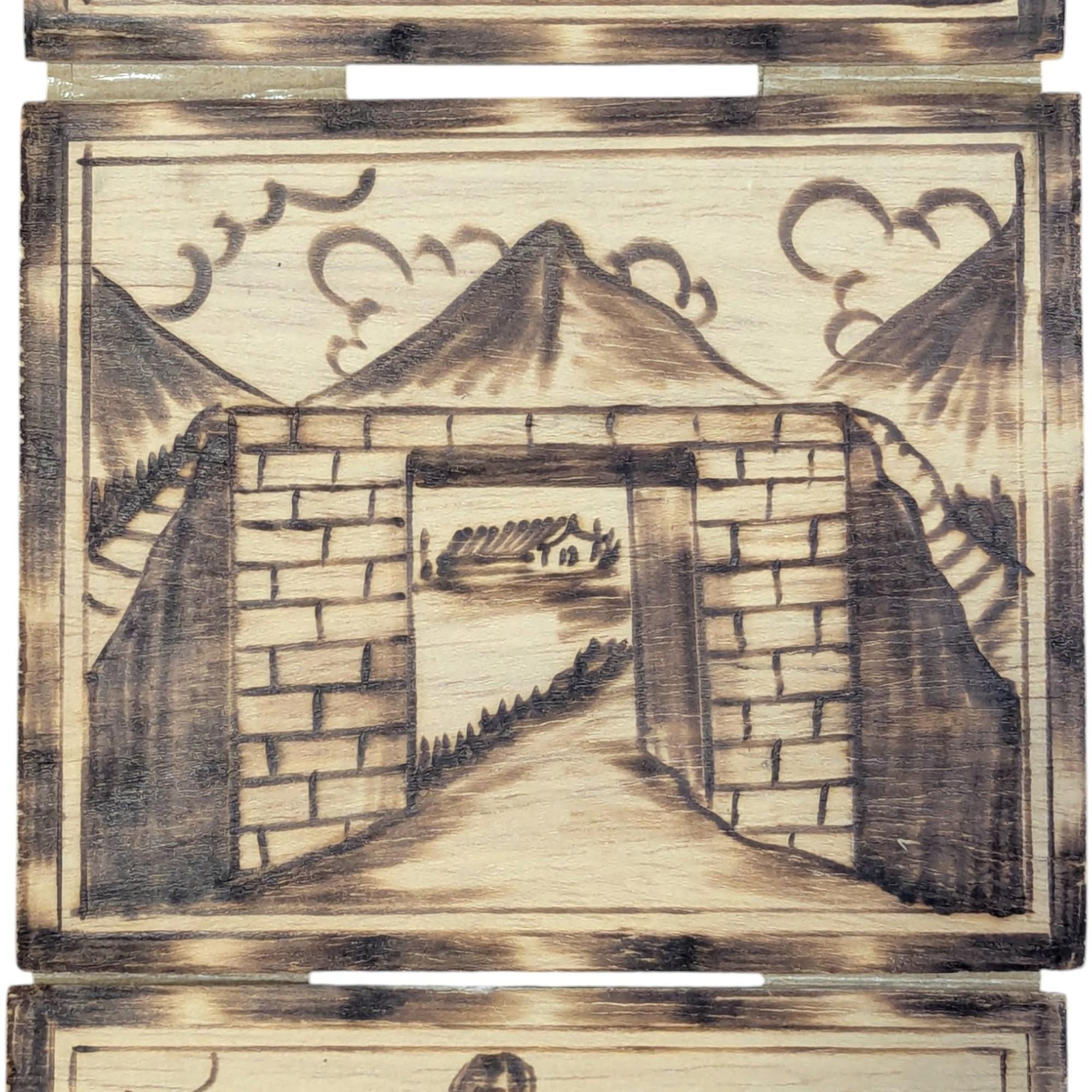 Vintage Peruvian Wood Burned Wall Art: Set of 4 Pyrography Folk Art Panels