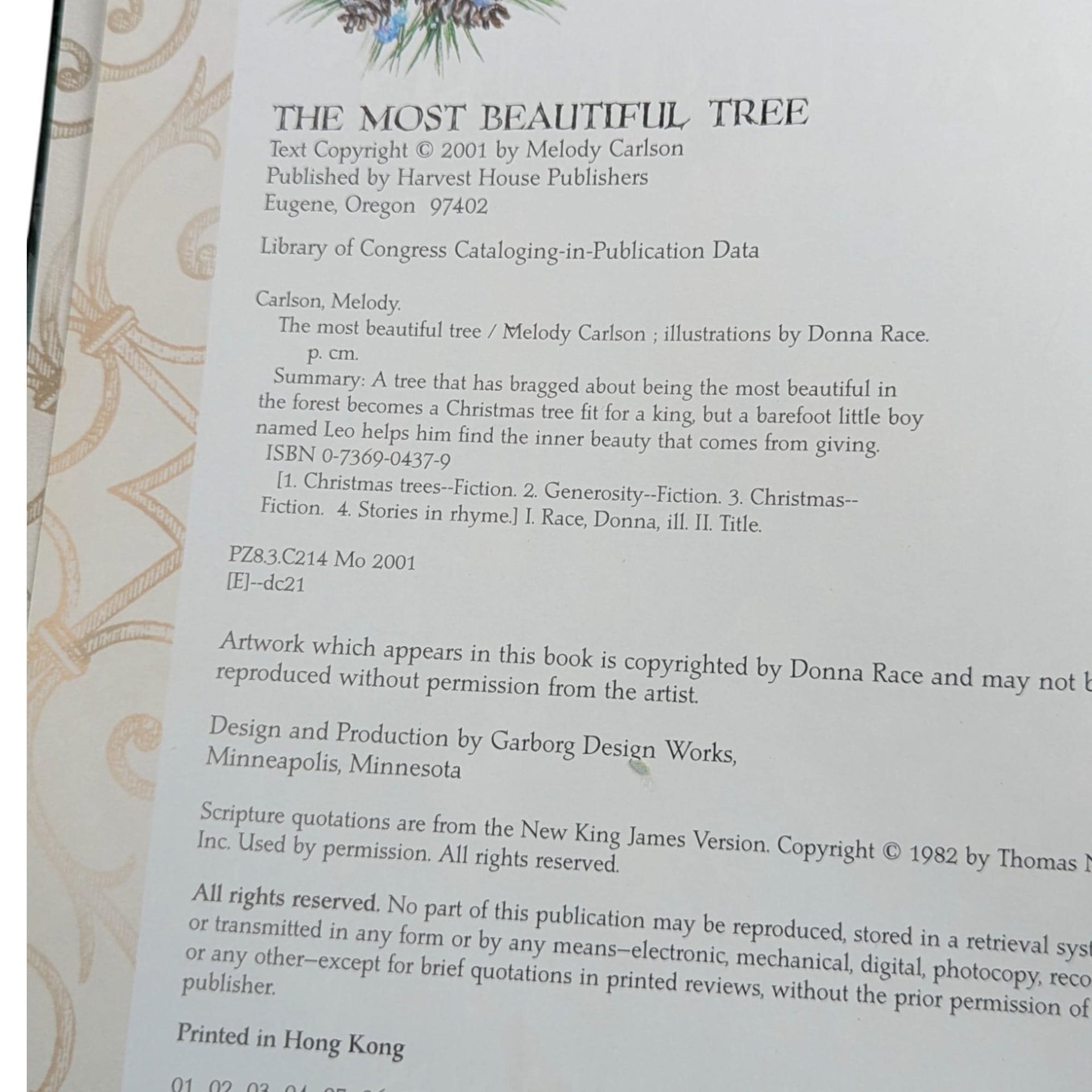 Vintage 2001 The Most Beautiful Tree: Melody Carlson Illustrated Christmas Book