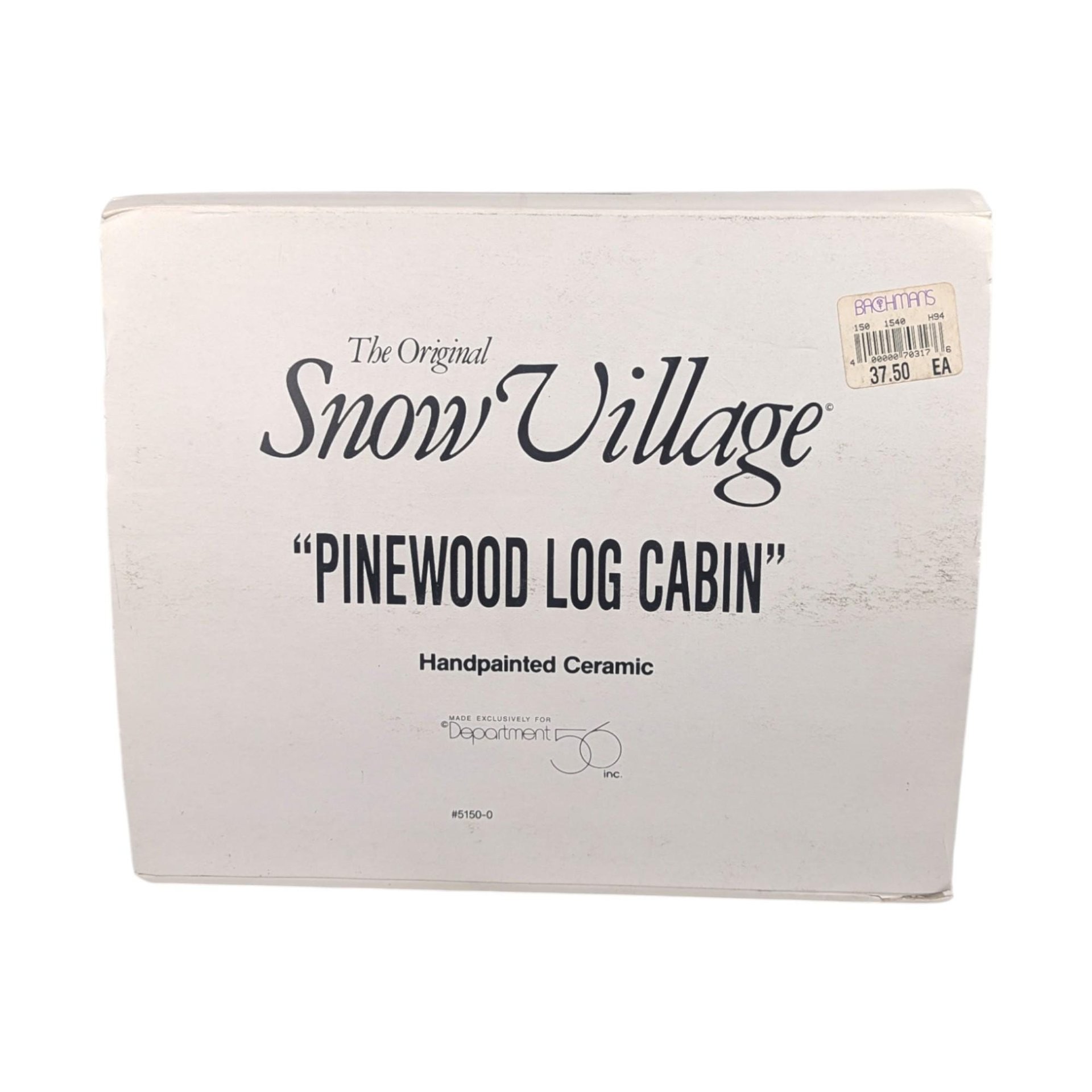 Vintage 1989 Dept 56 Pinewood Log Cabin, Snow Village Lighted Christmas Building, Rustic Winter Lodge Holiday Decor