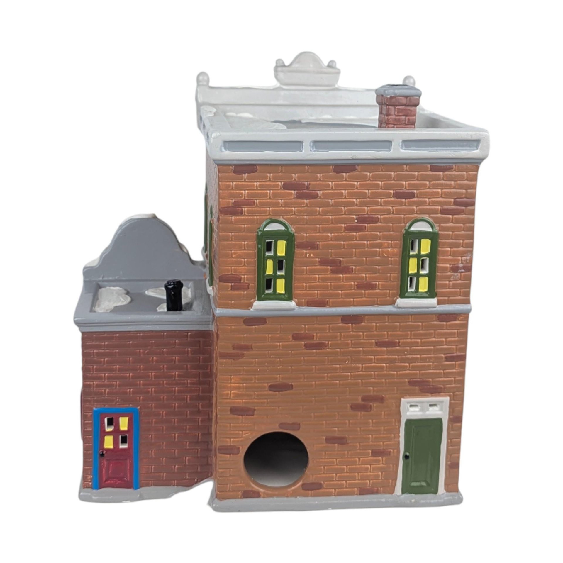 Vintage Dept 56 Village Police Station, Snow Village Lighted Christmas House with Doughnut Shop, Fifty-Sixth Precinct Gift for Officer