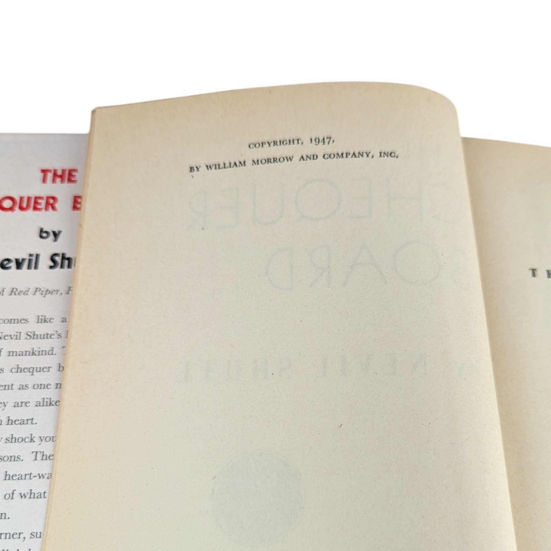 1947 "The Chequer Board" Hardcover: Nevil Shute, Vintage WWII Era Novel