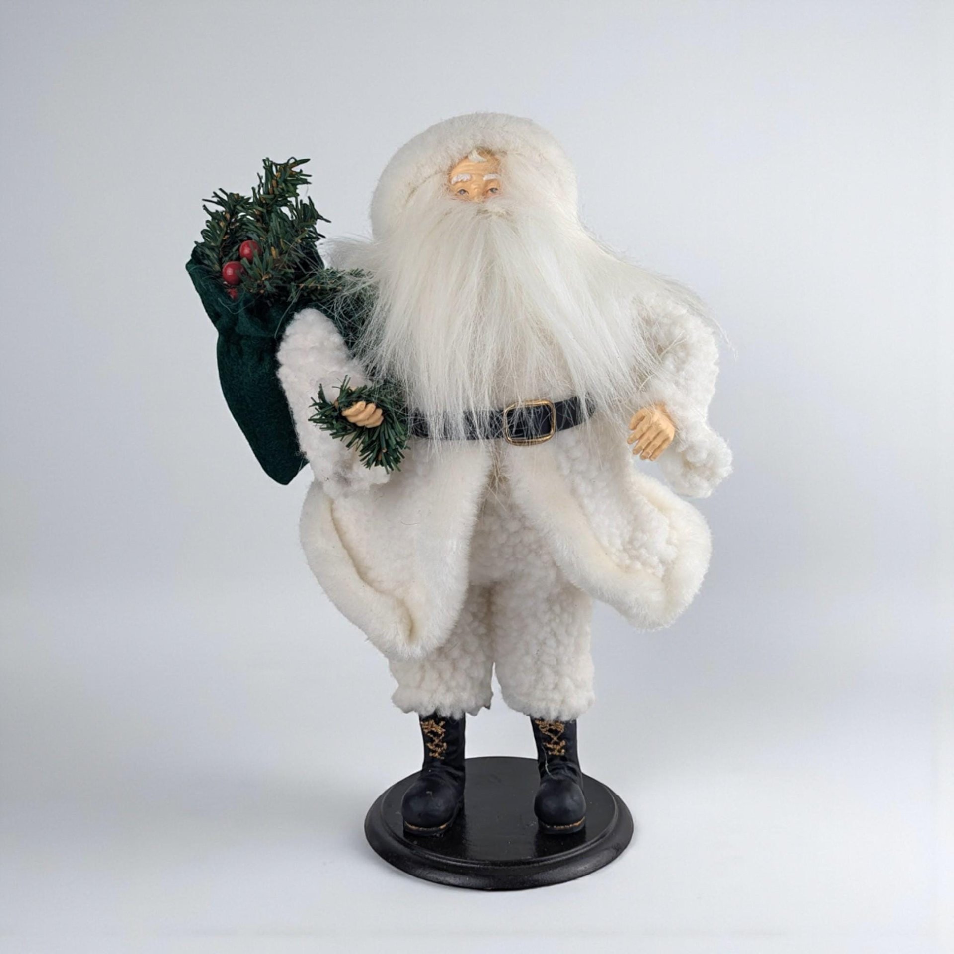 Vintage Father Christmas Figure: 12" White Santa Claus, Old World Christmas Decor