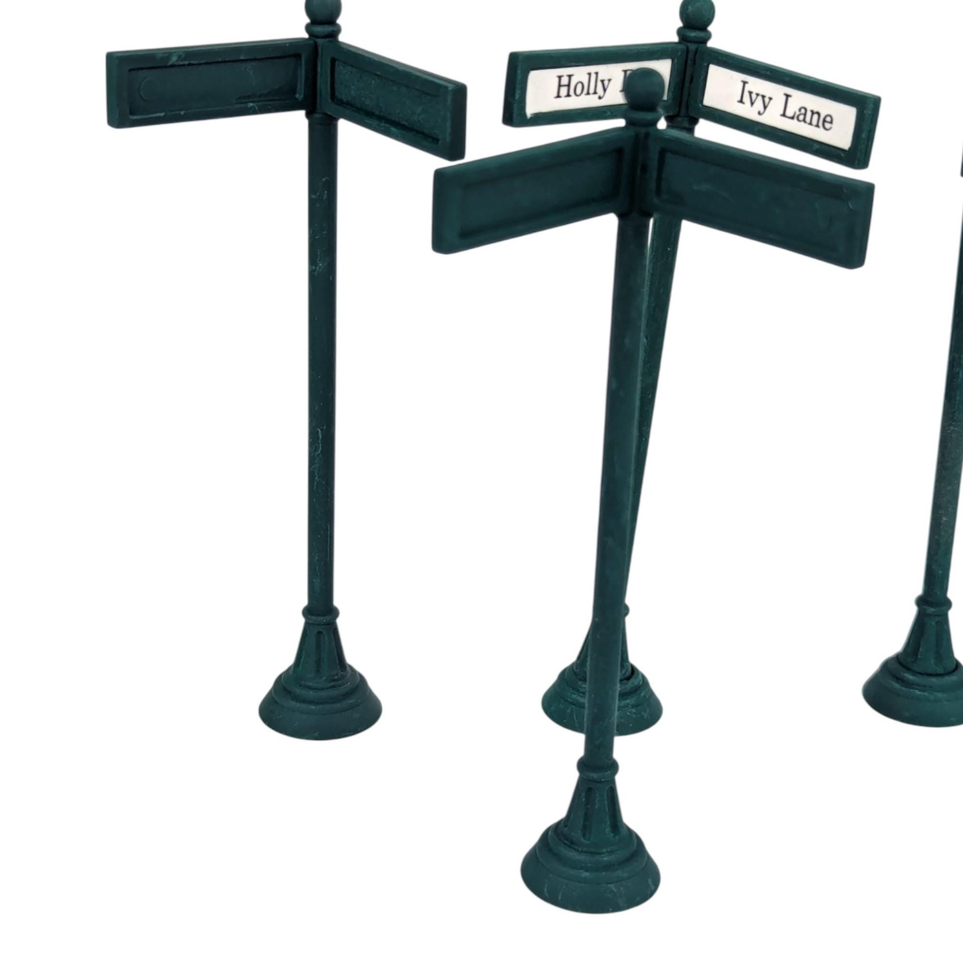 Vintage Dept 56 Village Street Signs Set of 6, Customizable Holiday Diorama Accessory with Stickers, D56 Model Railroad Scenery