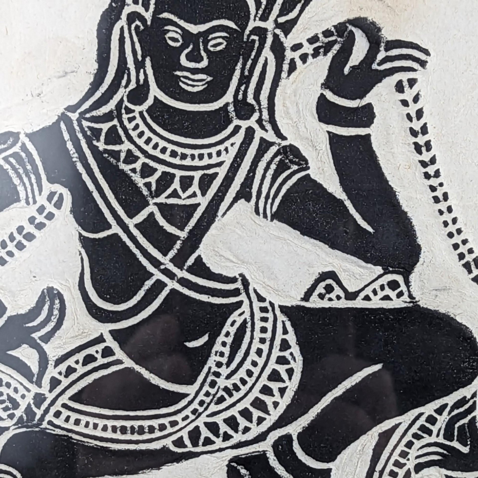 Vintage Framed Apsara dancers on Rice Paper Art: Asian Spiritual Decor