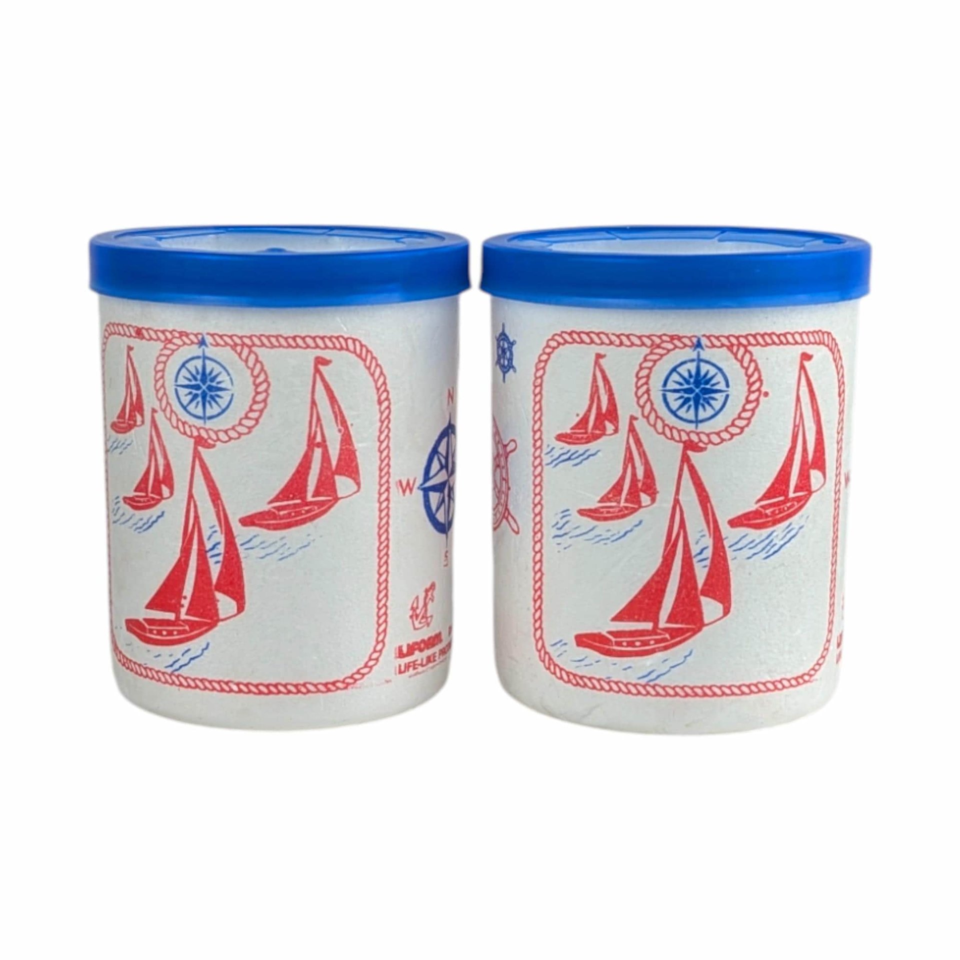 Vintage 1970s Liform Can Coolers: Set of 2 Nautical Boat Koozies