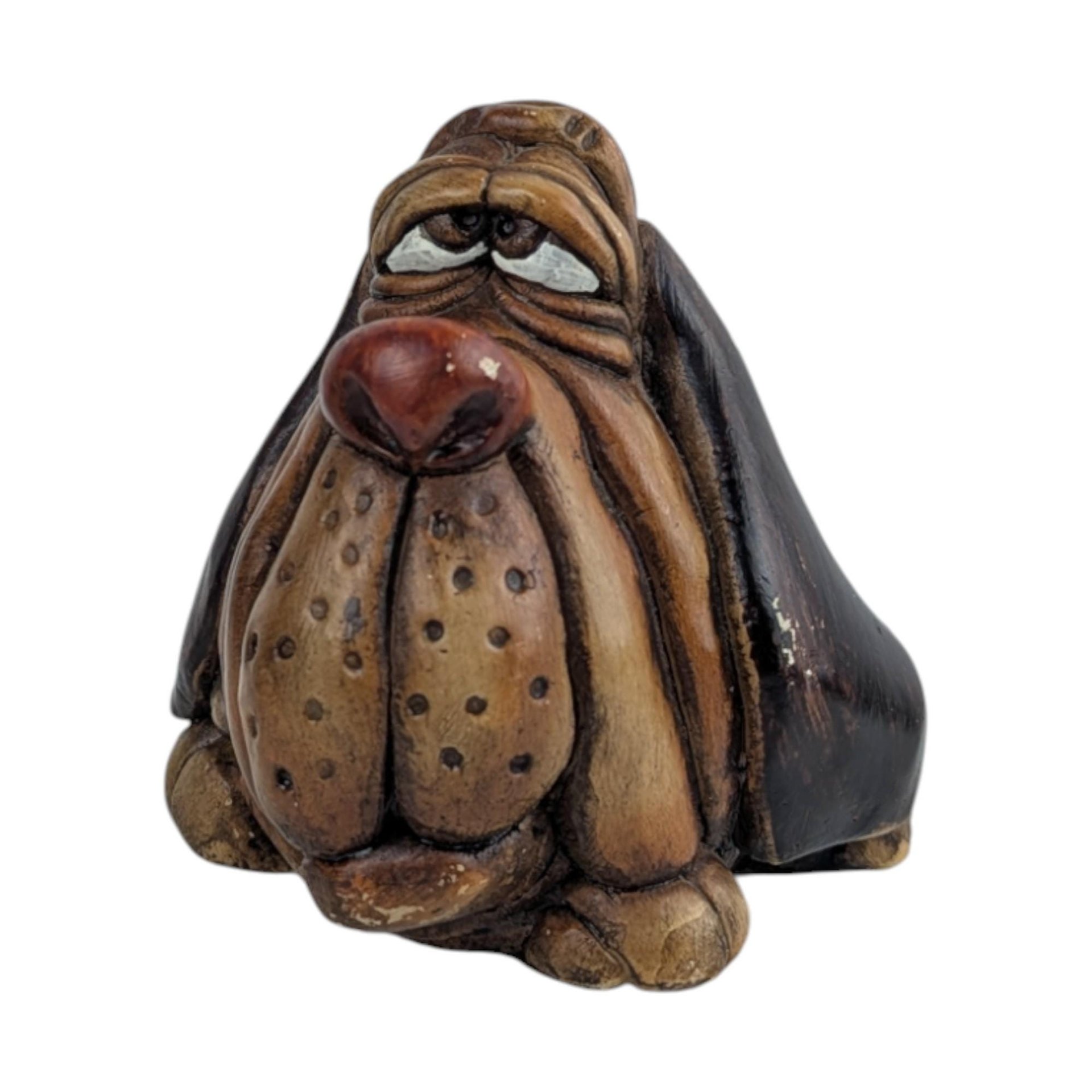 Vintage 1980 John Reya Dog: Sad Eyed Basset Hound Resin Figurine