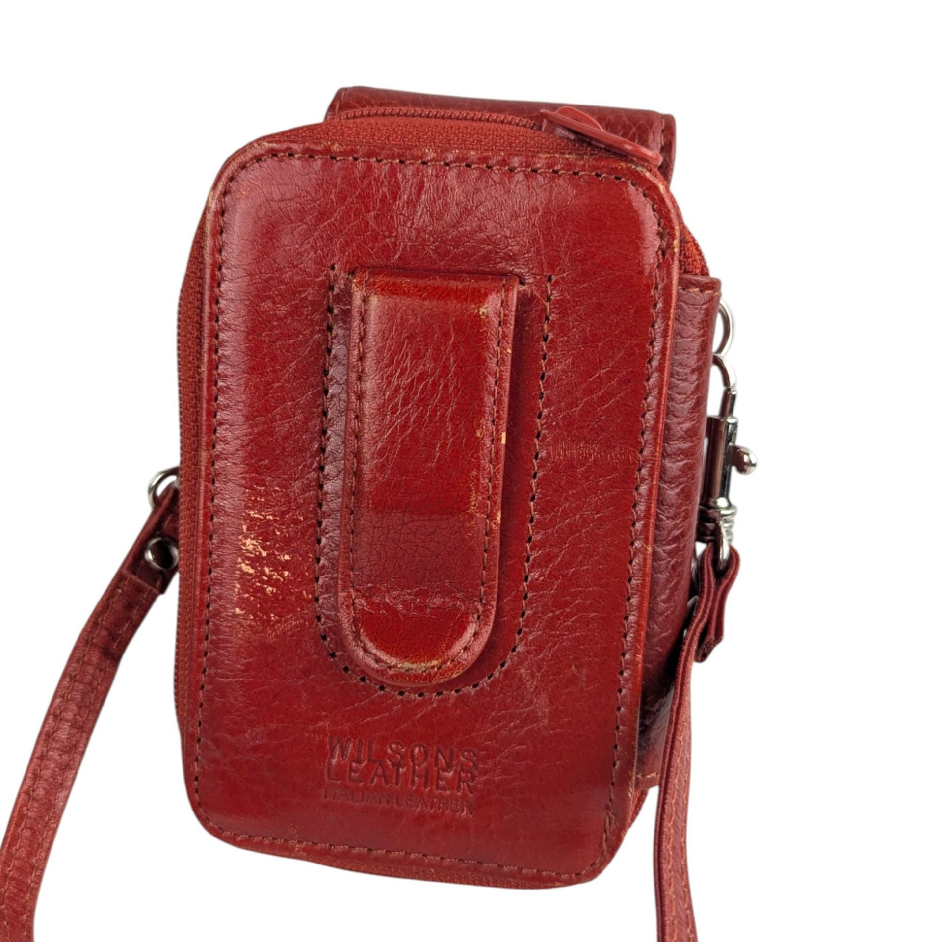 Vintage 1990s Wilsons Leather Purse: Small Red Crossbody Pouch