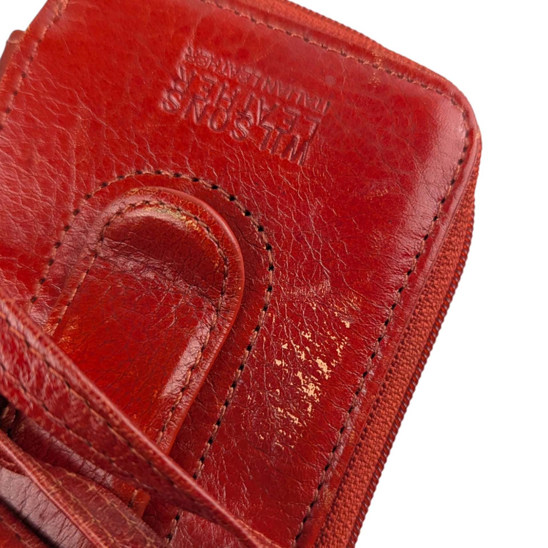 Vintage 1990s Wilsons Leather Purse: Small Red Crossbody Pouch