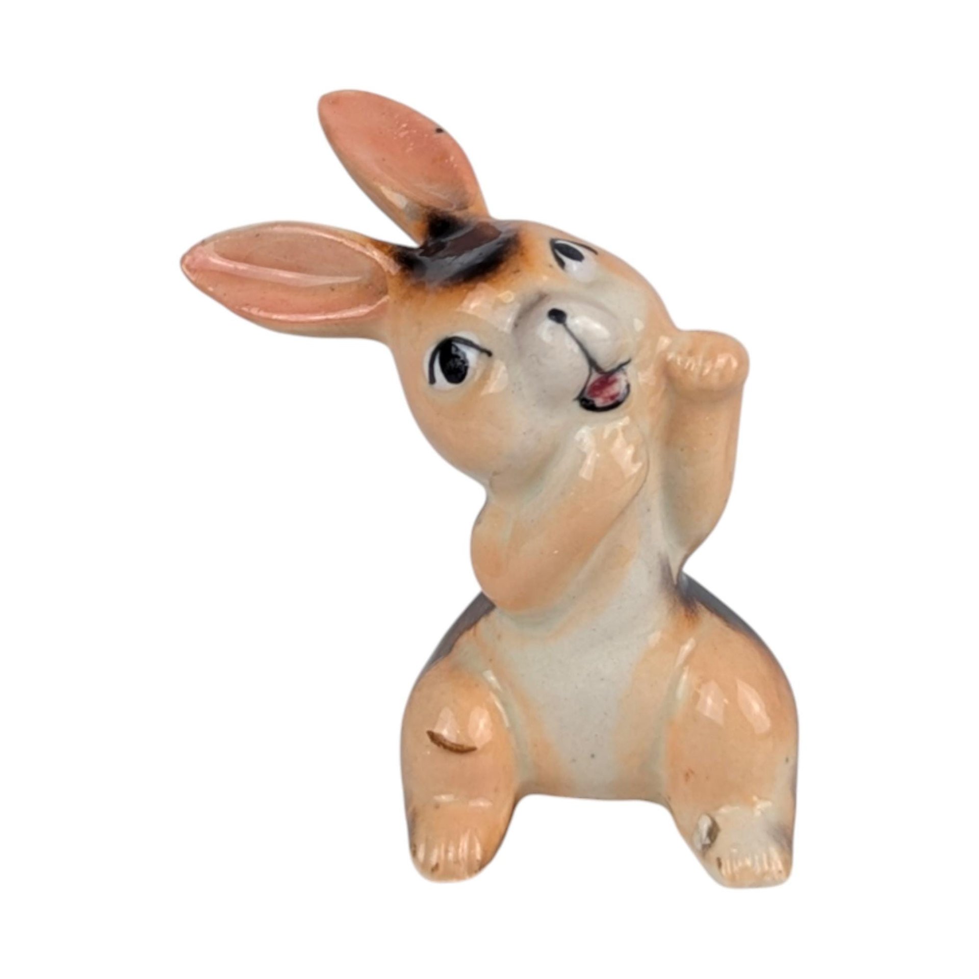 Vintage 1960s Bunny Figurines: Pair of Japanese Ceramic Rabbits