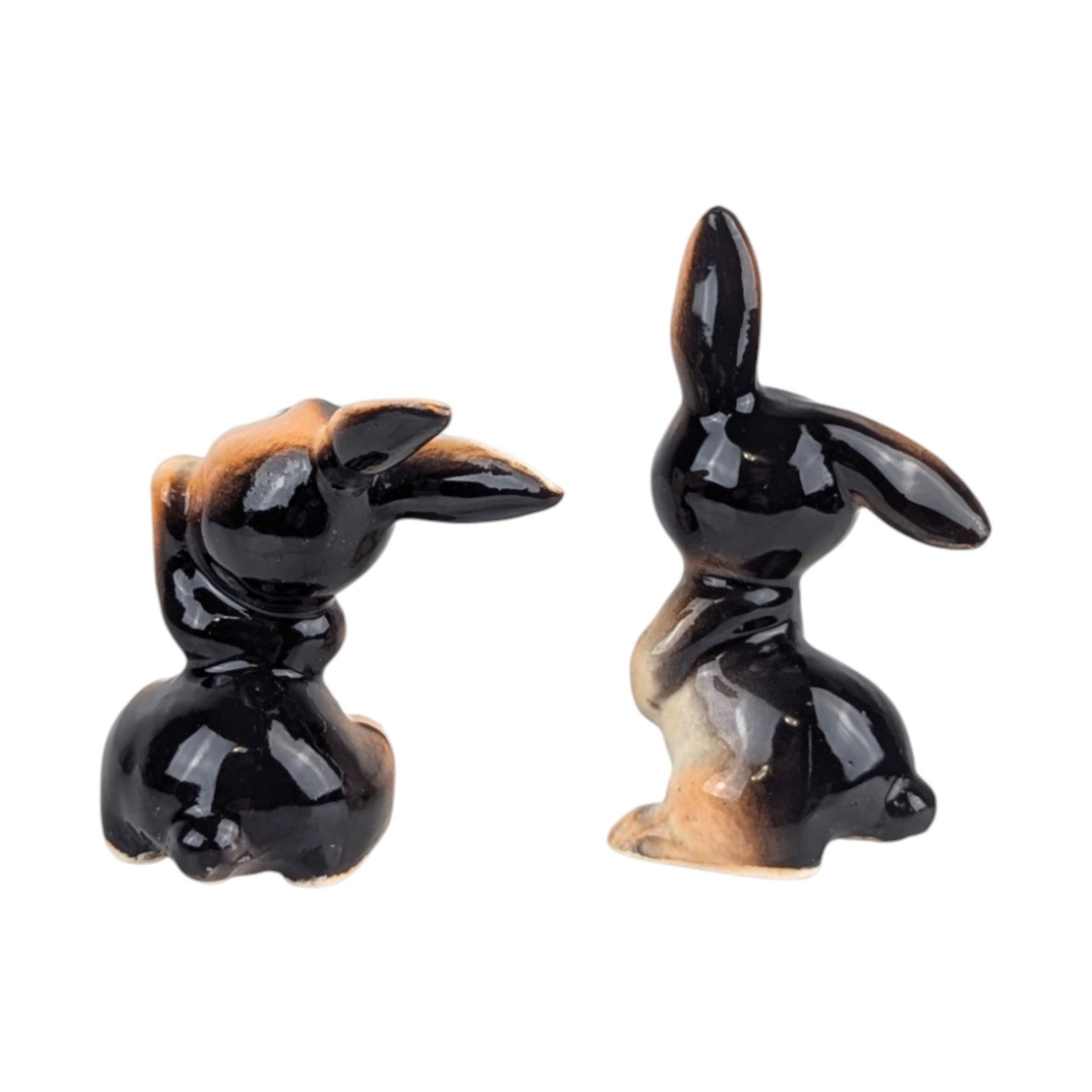 Vintage 1960s Bunny Figurines: Pair of Japanese Ceramic Rabbits