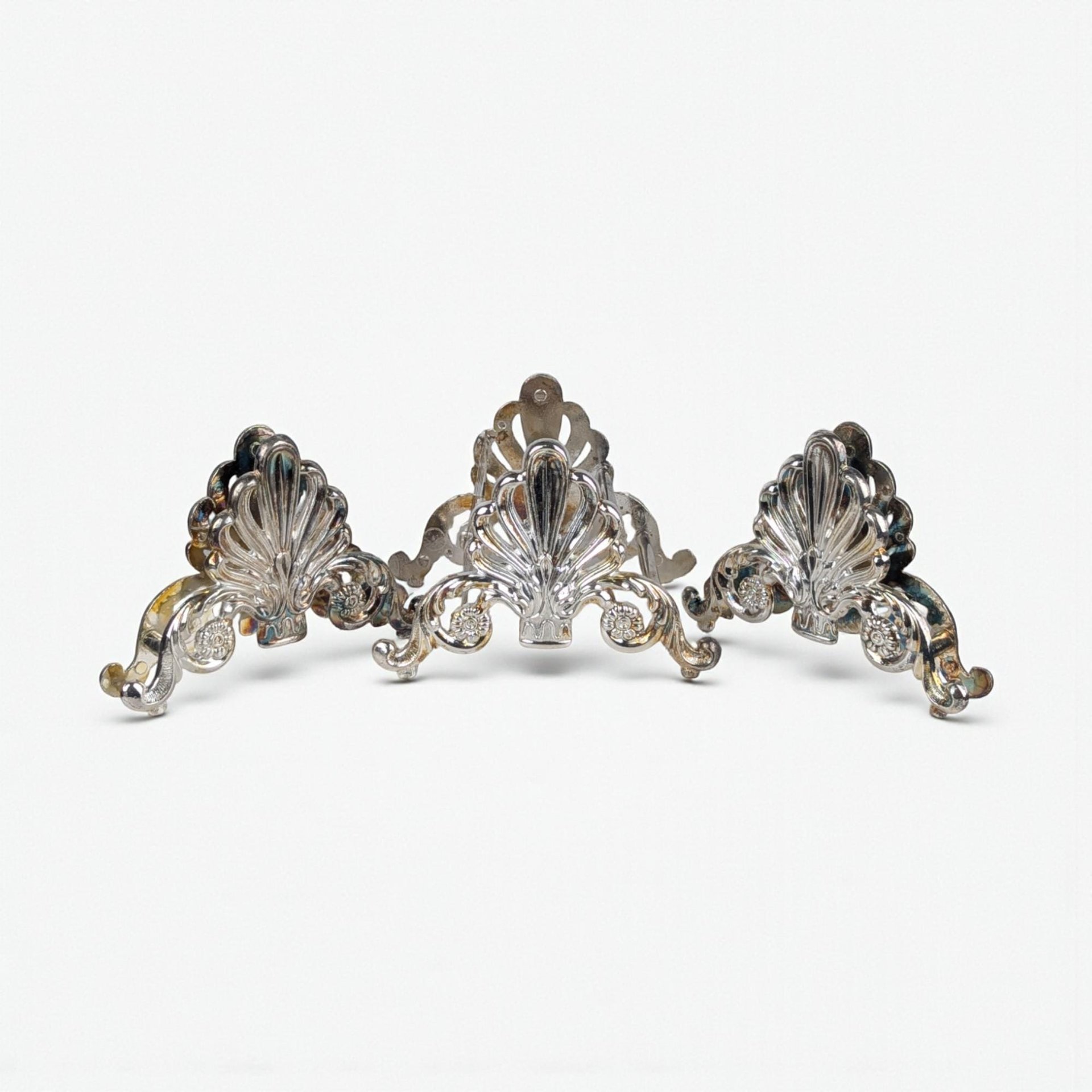 Vintage Silver Plate Silverware Rests: Set of 3 Ornate Cutlery Holders