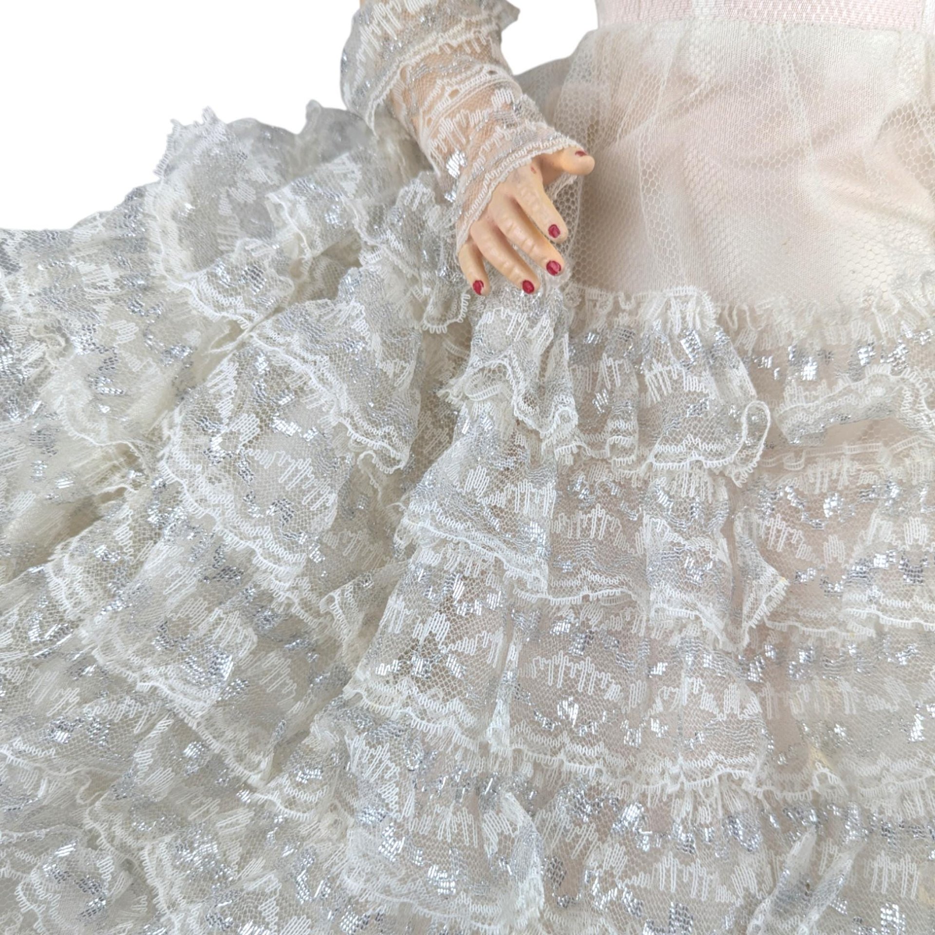 Vintage 1950s Large Bride Doll: Mid-Century Boudoir Bed Doll with Sleepy Eyes