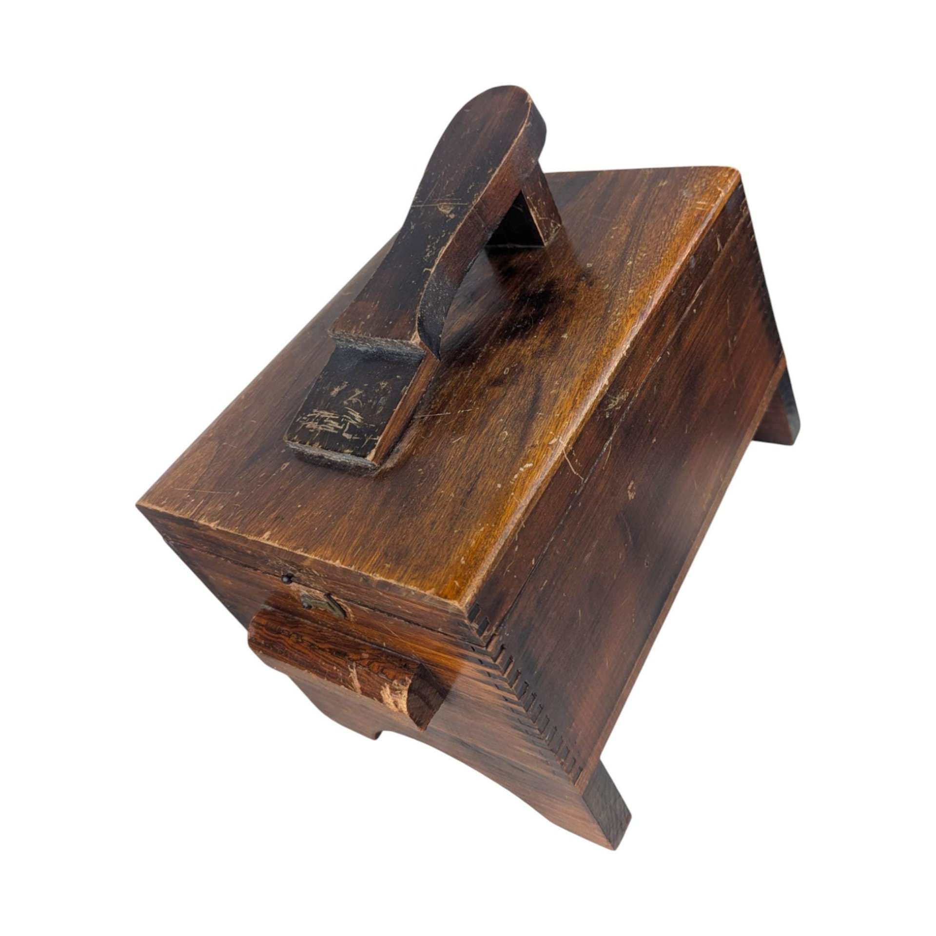 Vintage 1950s Merchants Box Co. Shoe Shine Kit: Wooden Valet Stand Footstool