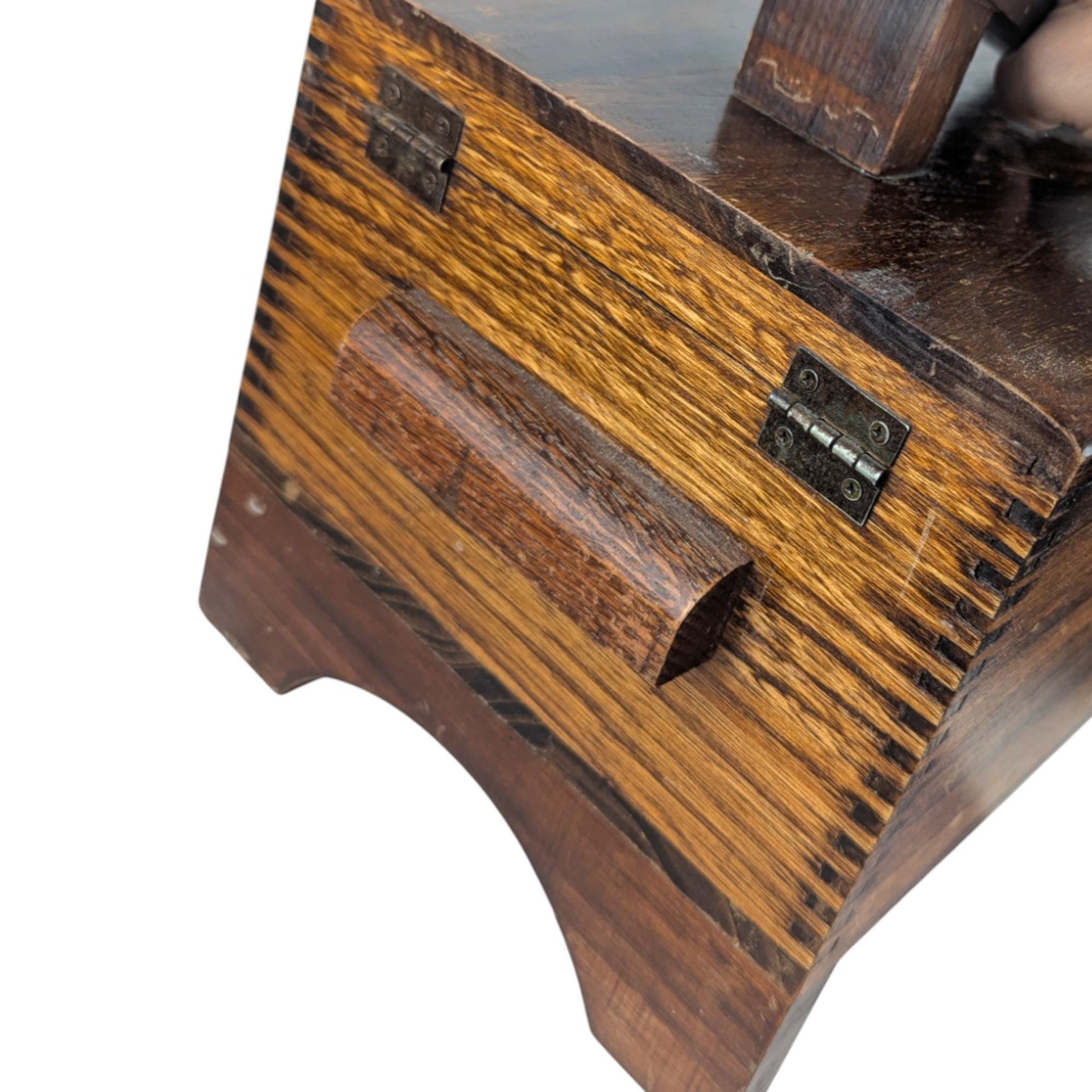 Vintage 1950s Merchants Box Co. Shoe Shine Kit: Wooden Valet Stand Footstool