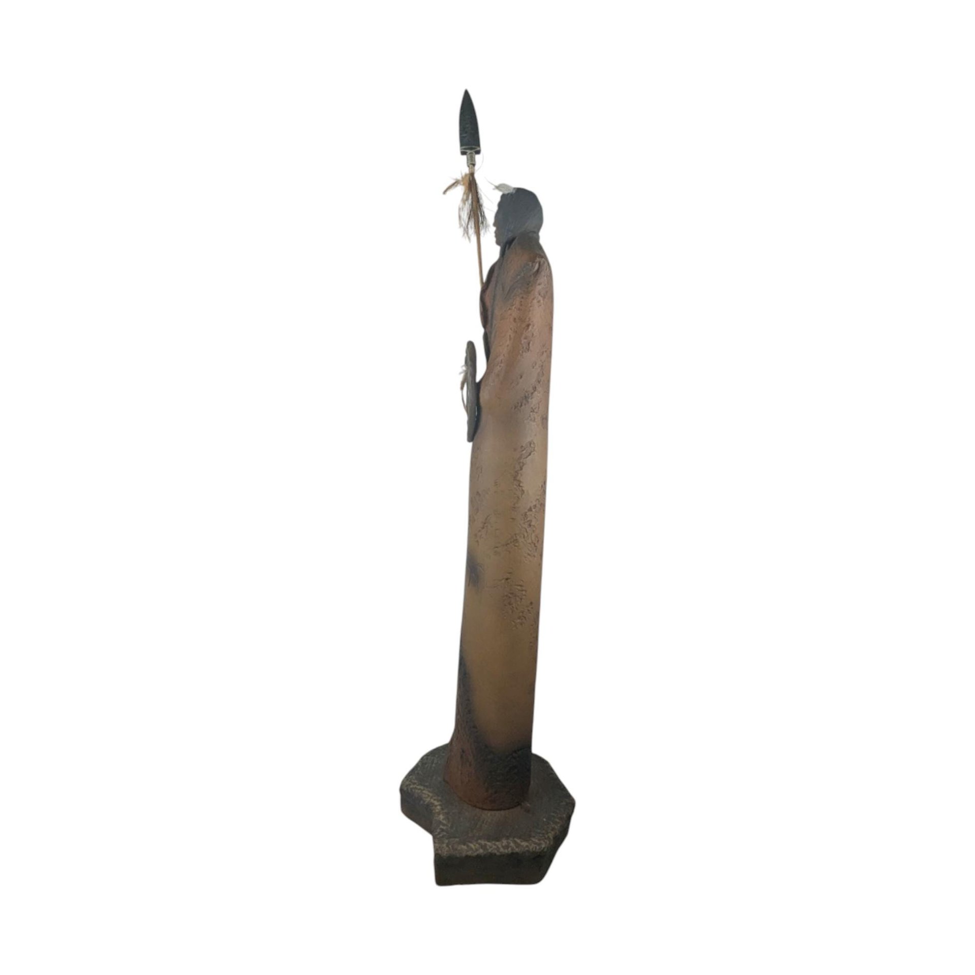 Vintage Warrior Figure with Spear: JH Boone Co. Terracotta Statue