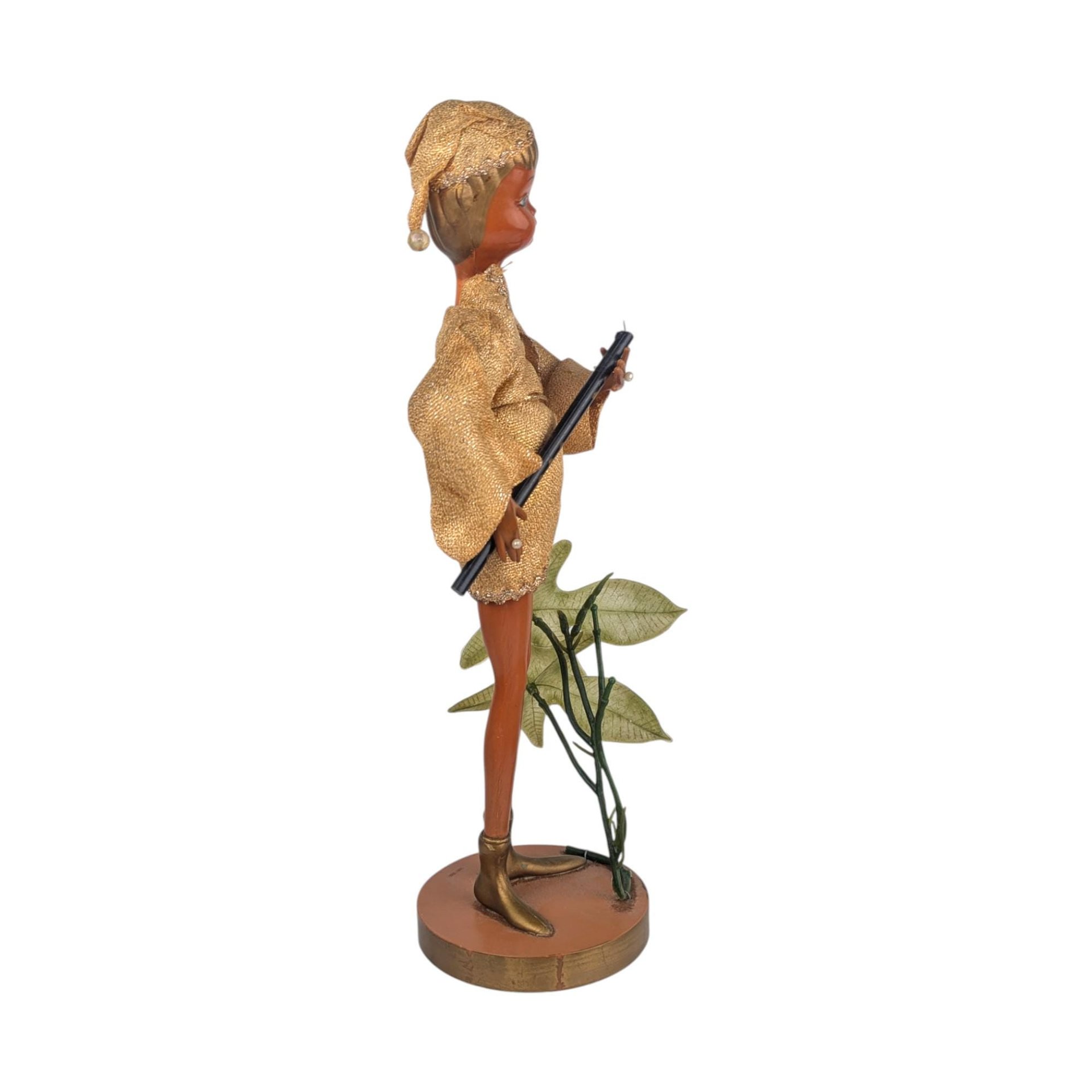 Vintage Tilso Elf Figurine: Mid-Century Pixie Flute Player Doll