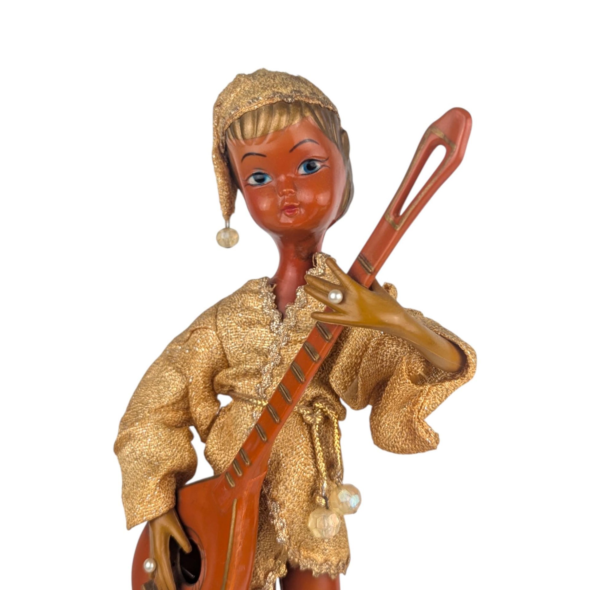 Tilso Banjo Player Figurine: Vintage Mid-Century Pixie Elf Doll