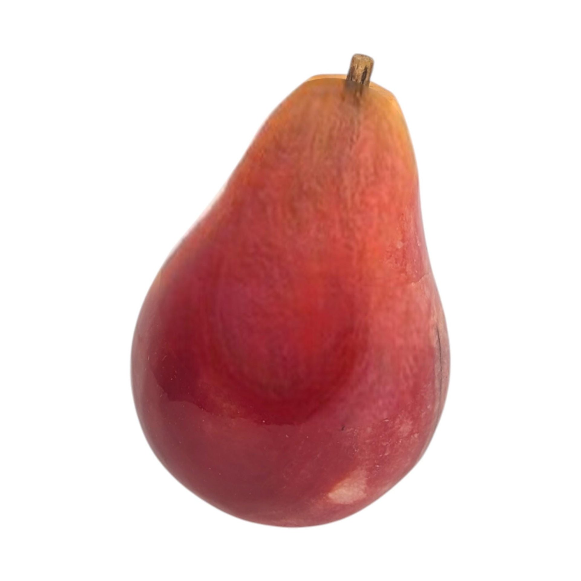 Vintage Stone Pear: Polished Stone Fruit Paperweight