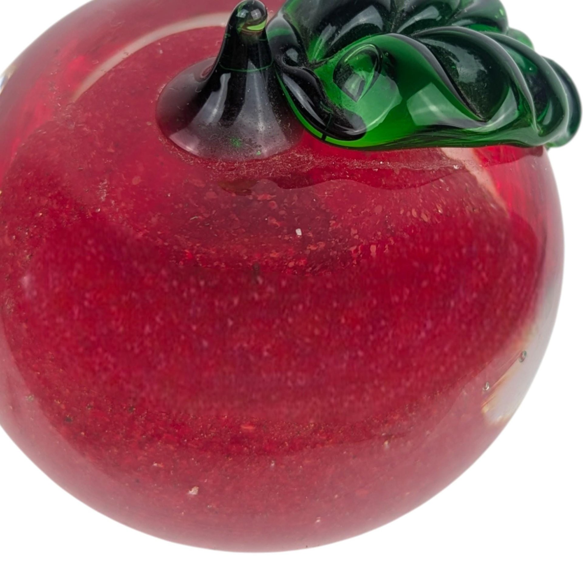 Vintage Art Glass Apple: Hand Blown Red Fruit Paperweight