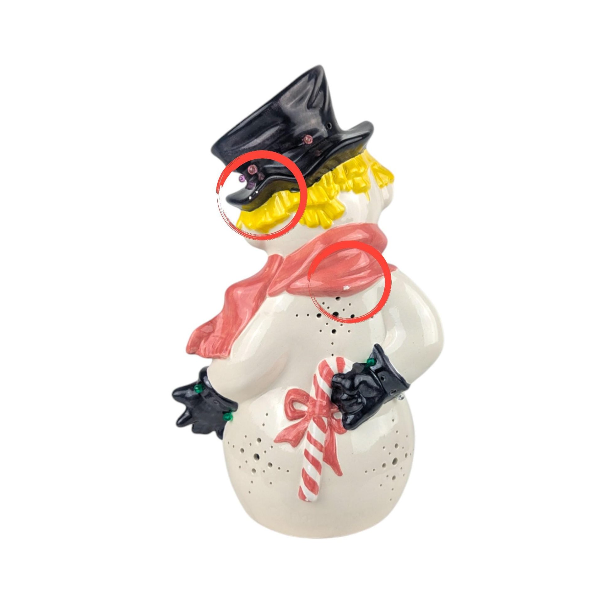 Vintage 1980s Ceramic Snowman: Byron Molds Handpainted Xmas Decor