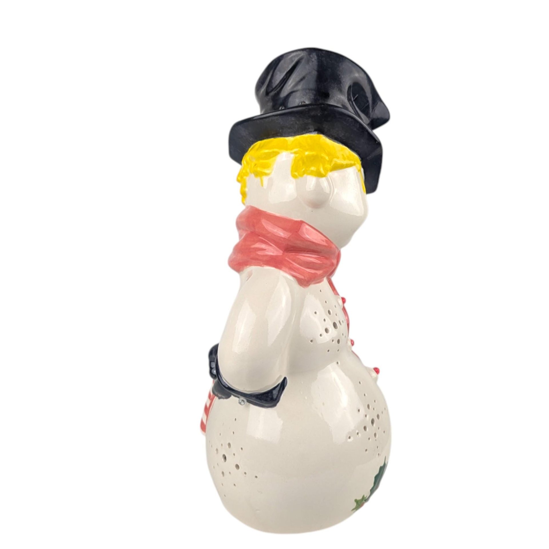 Vintage 1980s Ceramic Snowman: Byron Molds Handpainted Xmas Decor