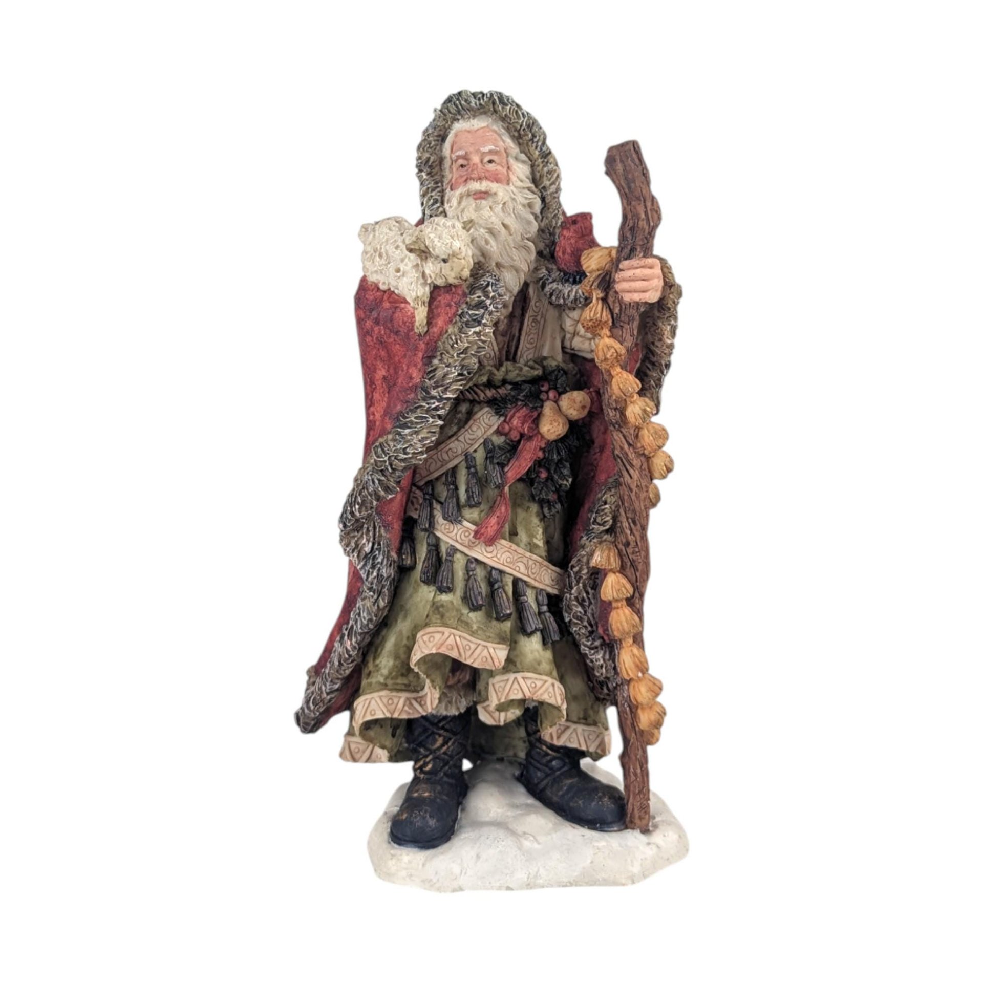 Vintage 1994 St. Nicholas and Me Santa Figure: Resin Old World Father Christmas with Lamb