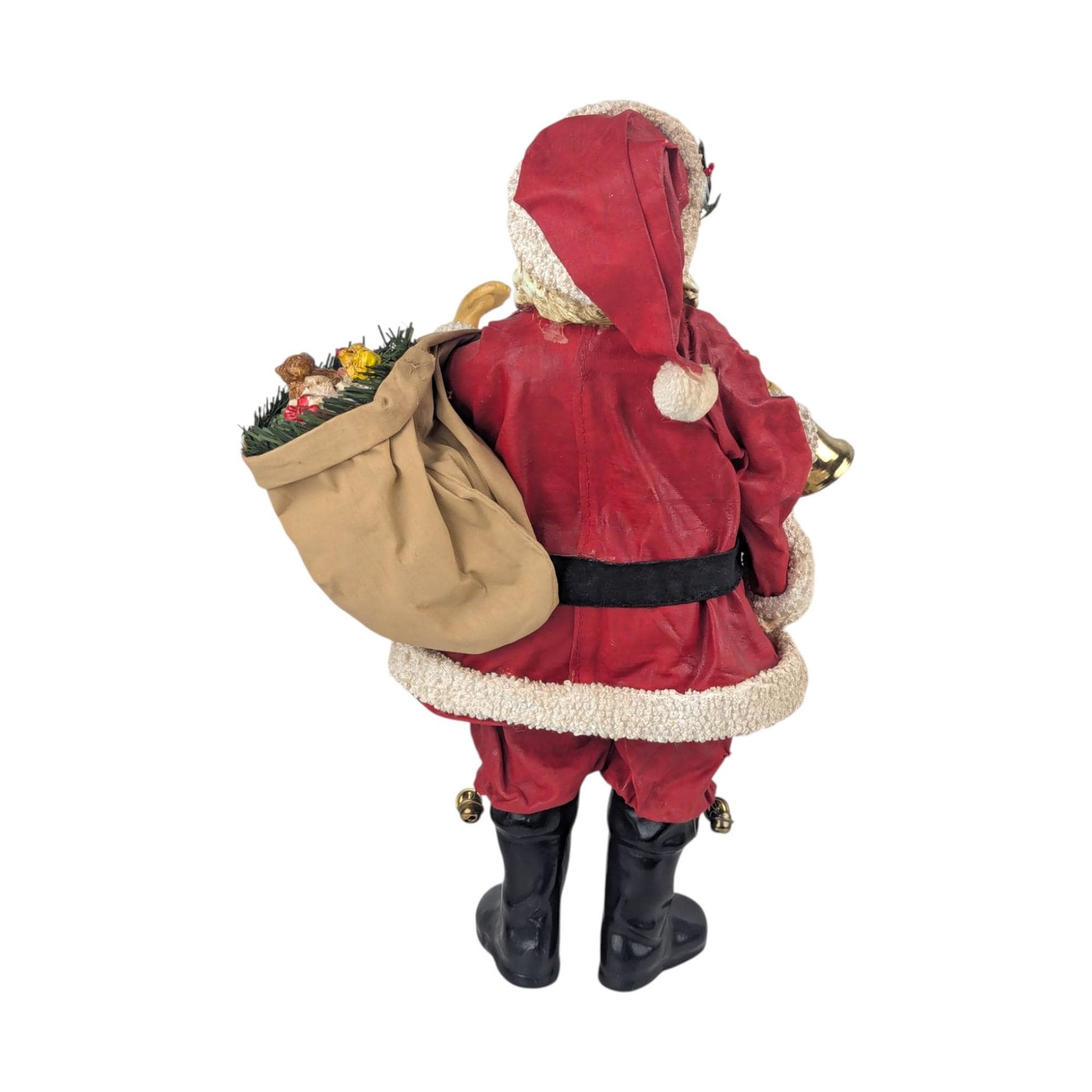 Vintage Midwest Santa Claus Figure: Resin Father Christmas with Bell and Toy Sack