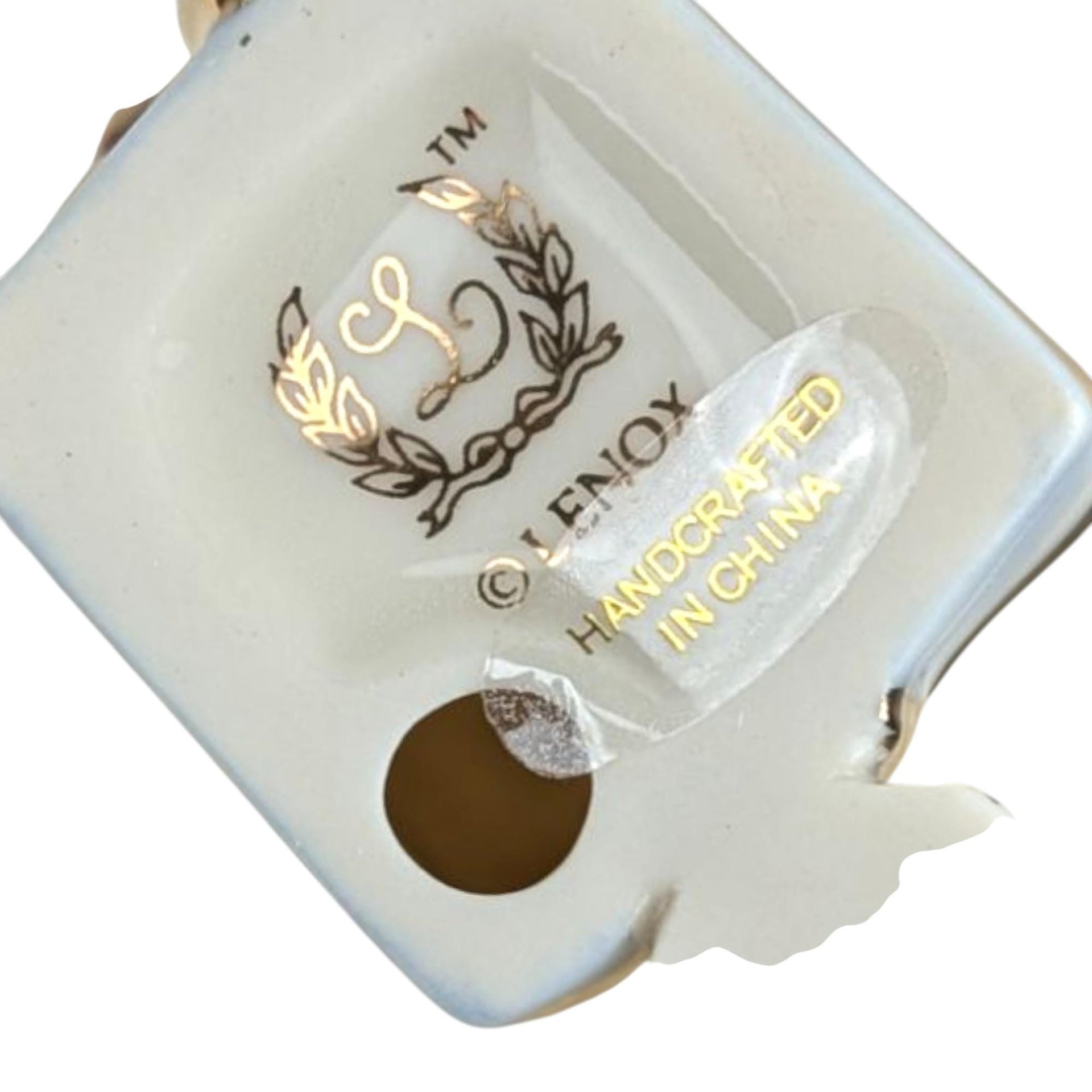 Vintage Lenox Christmas Cub Figurine: Ivory Porcelain Polar Bear with Gold Trim